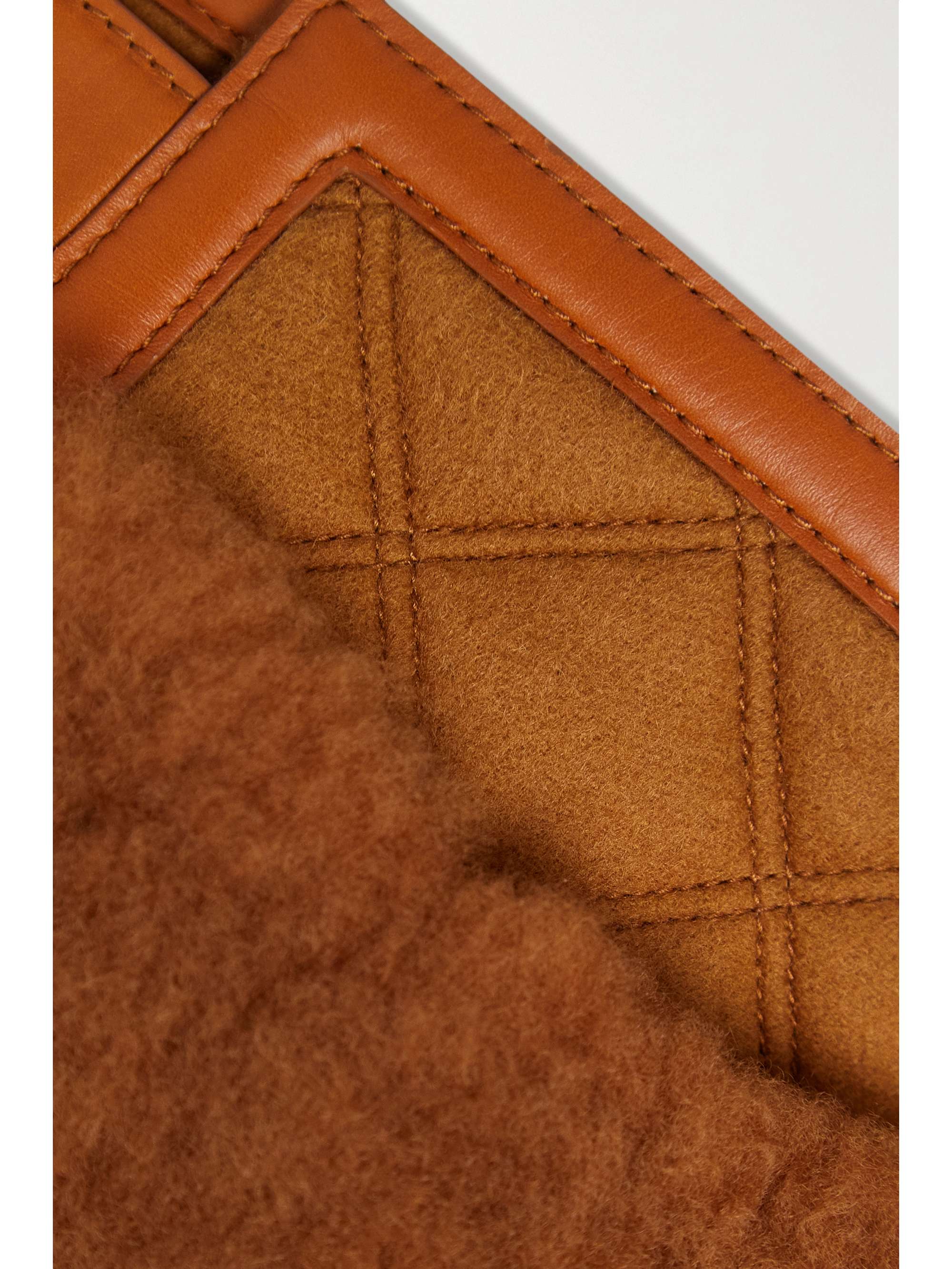 Leather and quilted cashmere-trimmed shearling jacket view