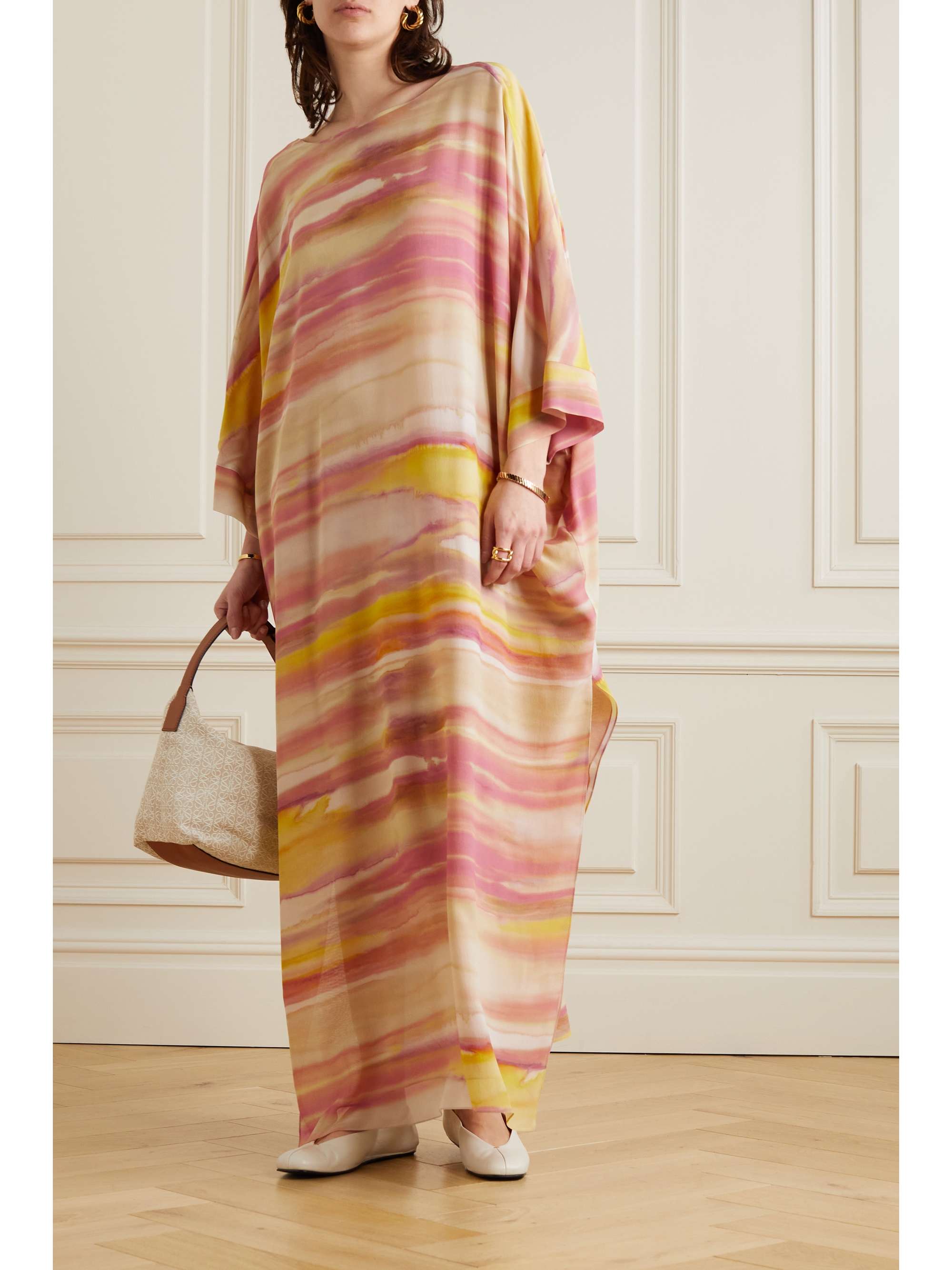 Cillia striped silk-chiffon maxi dress view