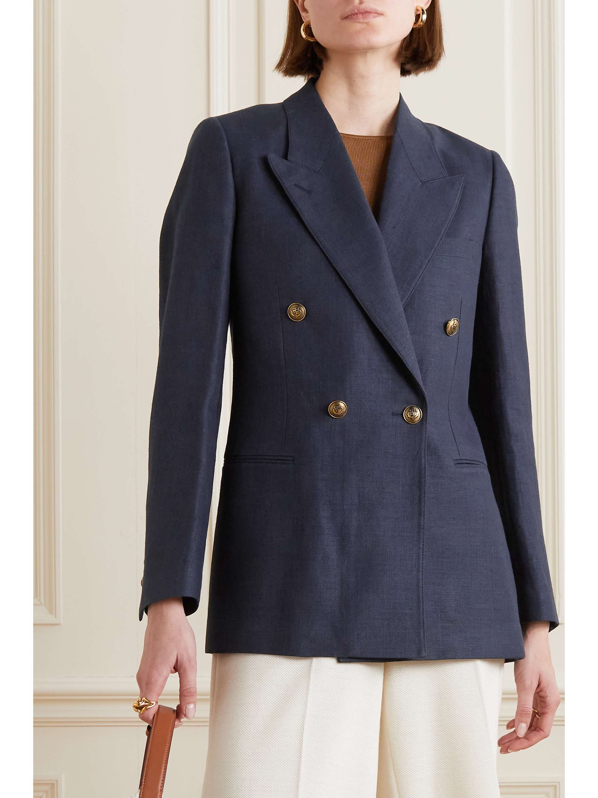 Aurora linen and wool-blend twill blazer view