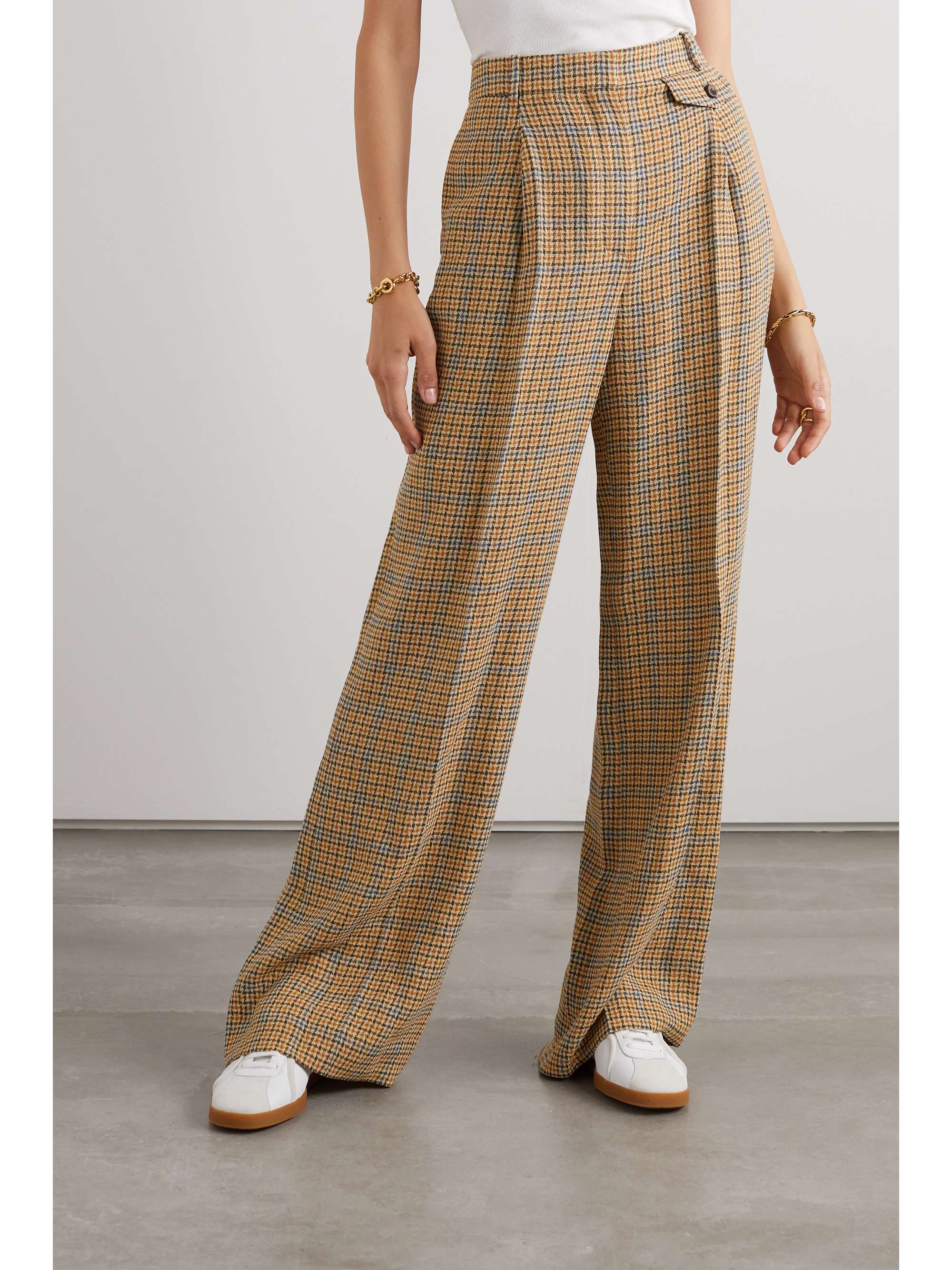 Fabian checked linen wide-leg pants view