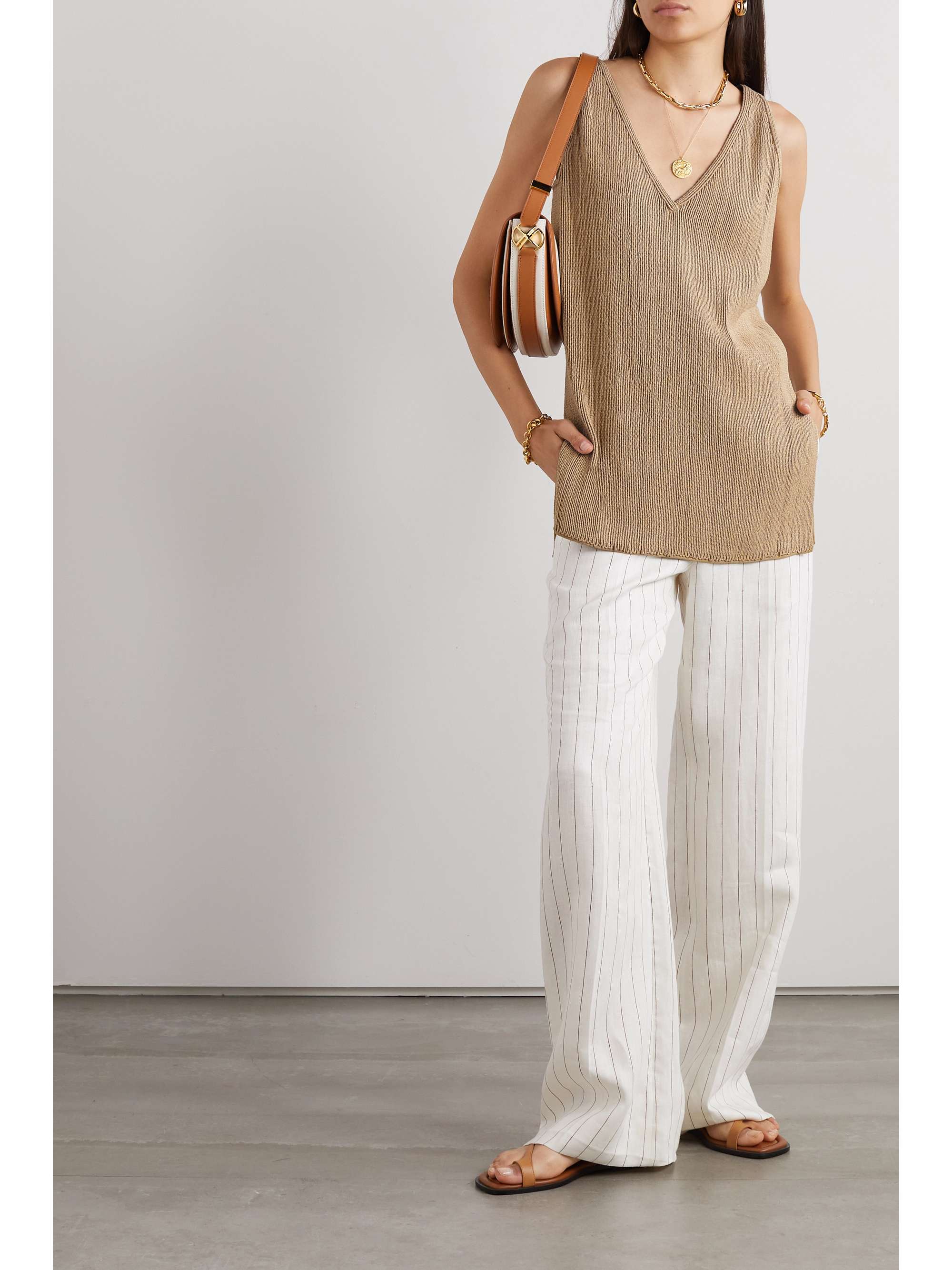 Cala Matano ribbed silk and cotton-blend tank view