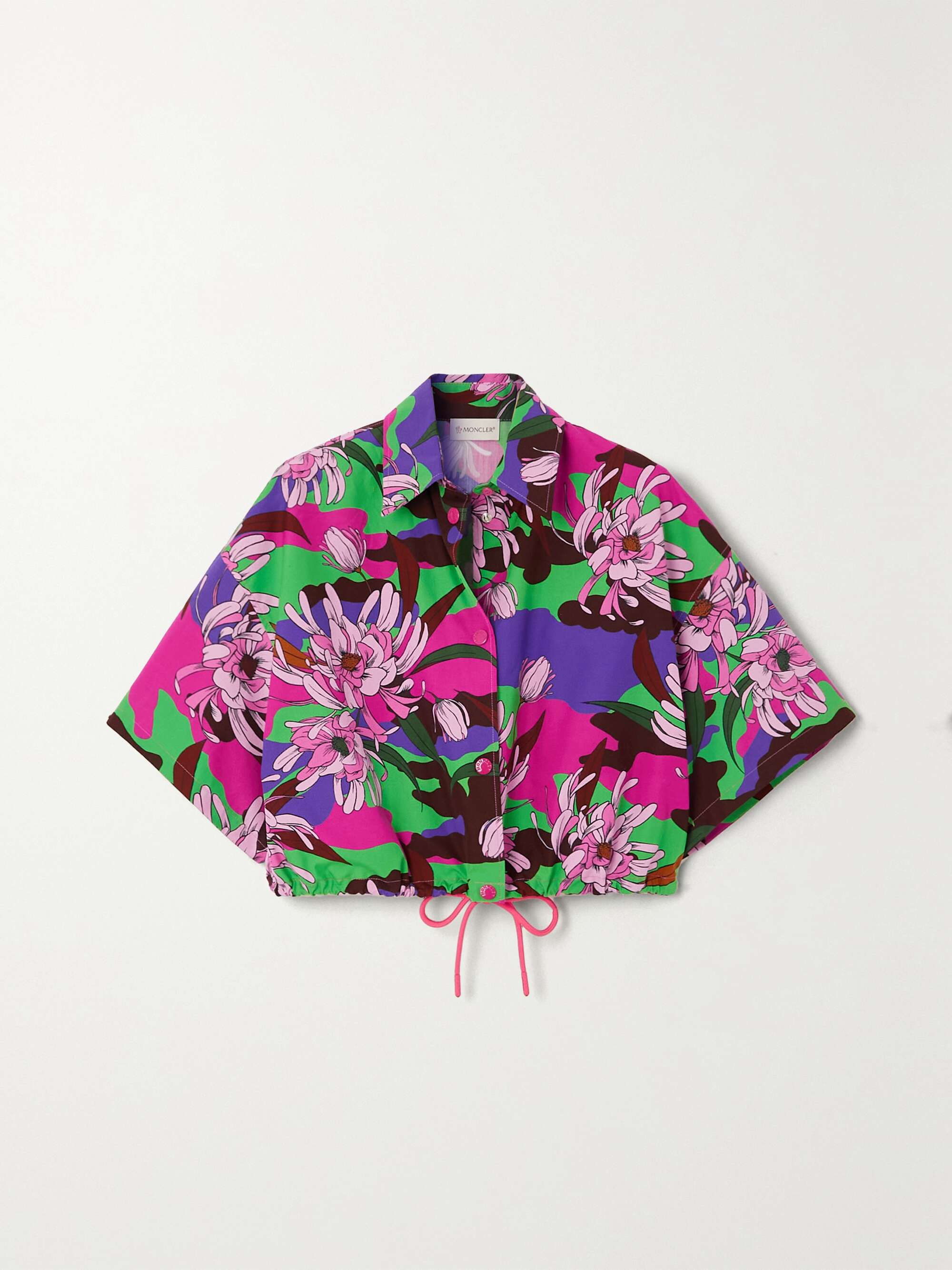 Cropped floral-print cotton-poplin shirt view