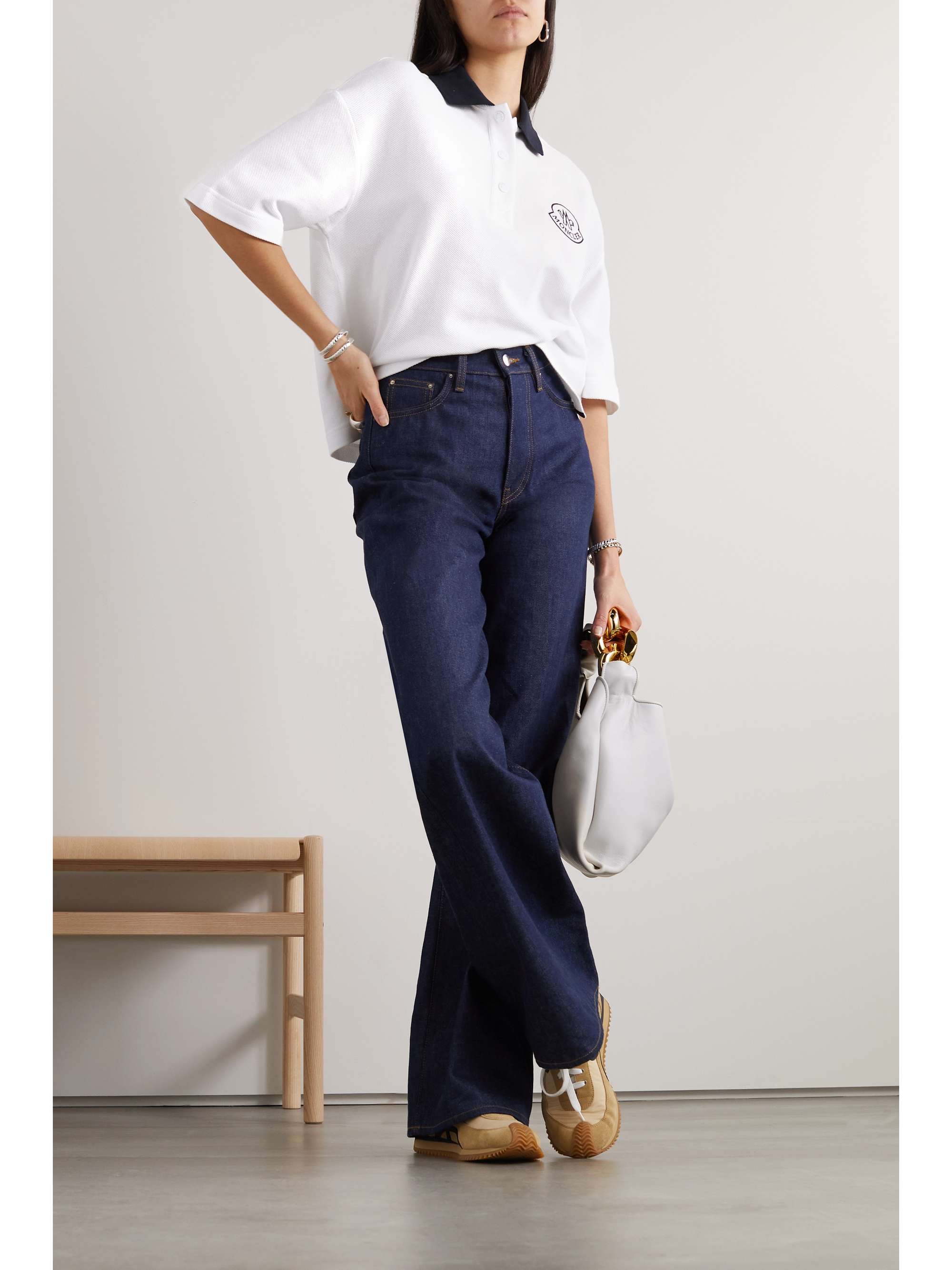 Appliquéd cotton-piqué polo shirt view