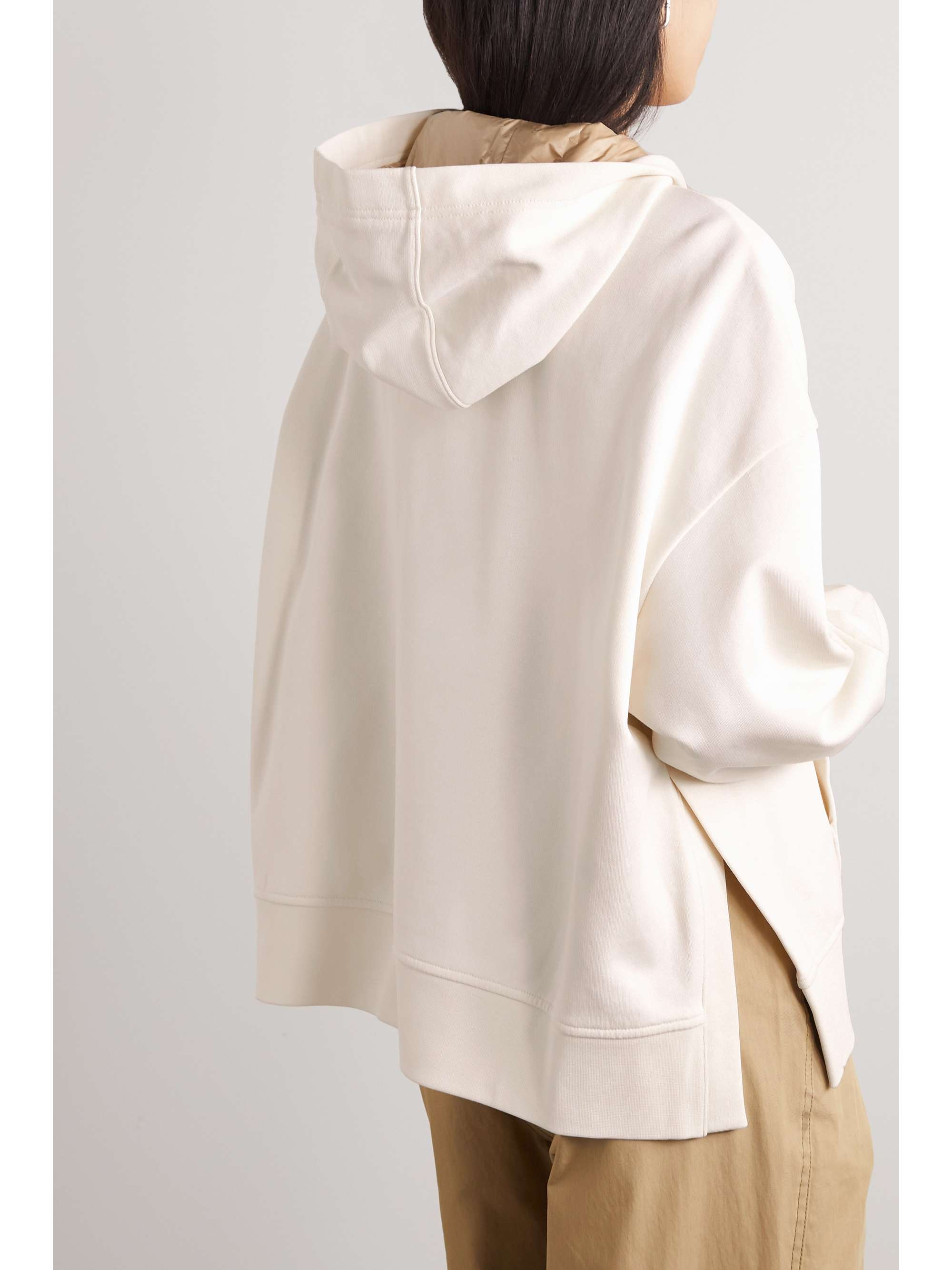 Lace-up cotton-blend jersey hoodie view