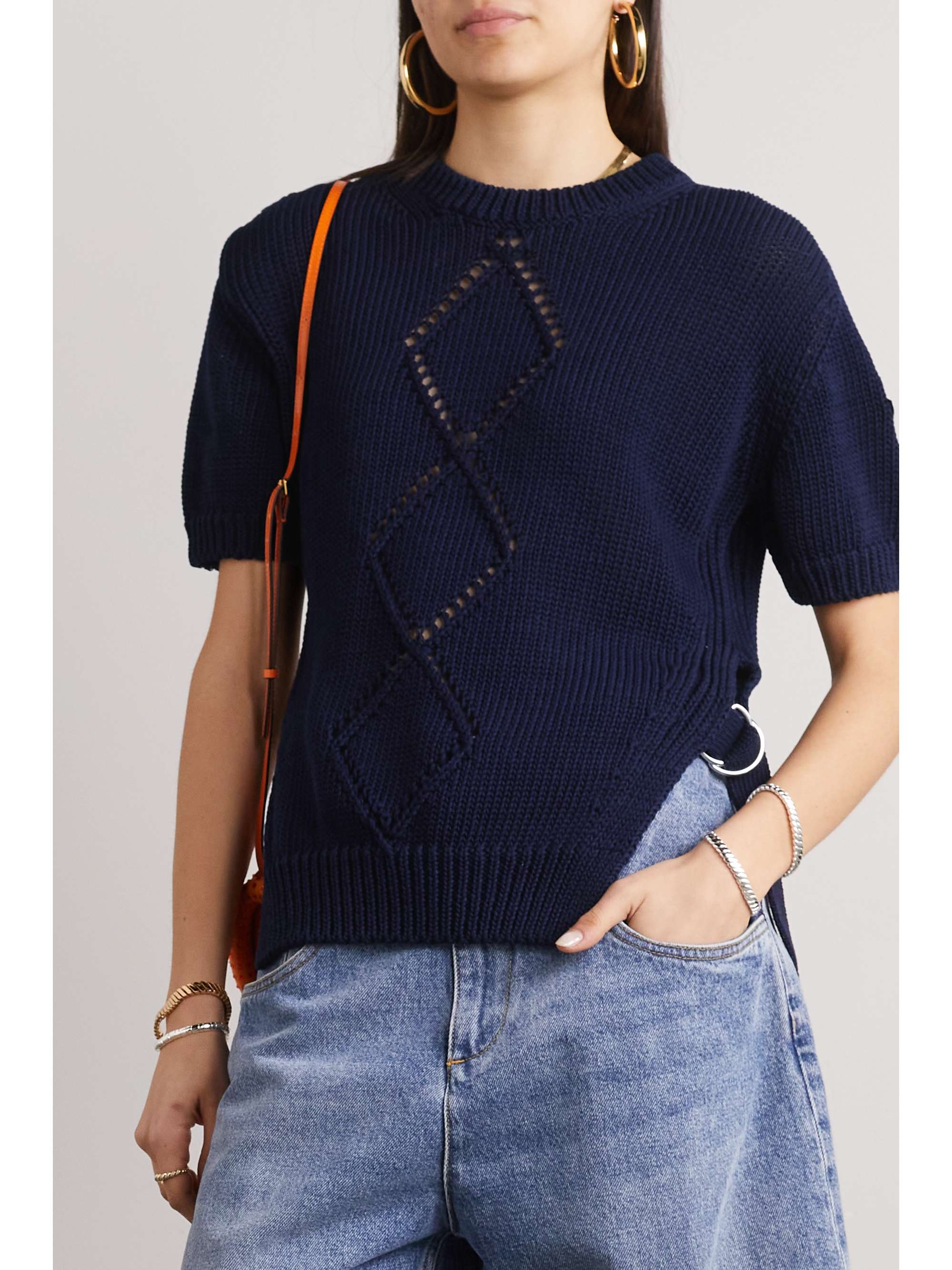 Cutout ribbed cotton T-shirt view