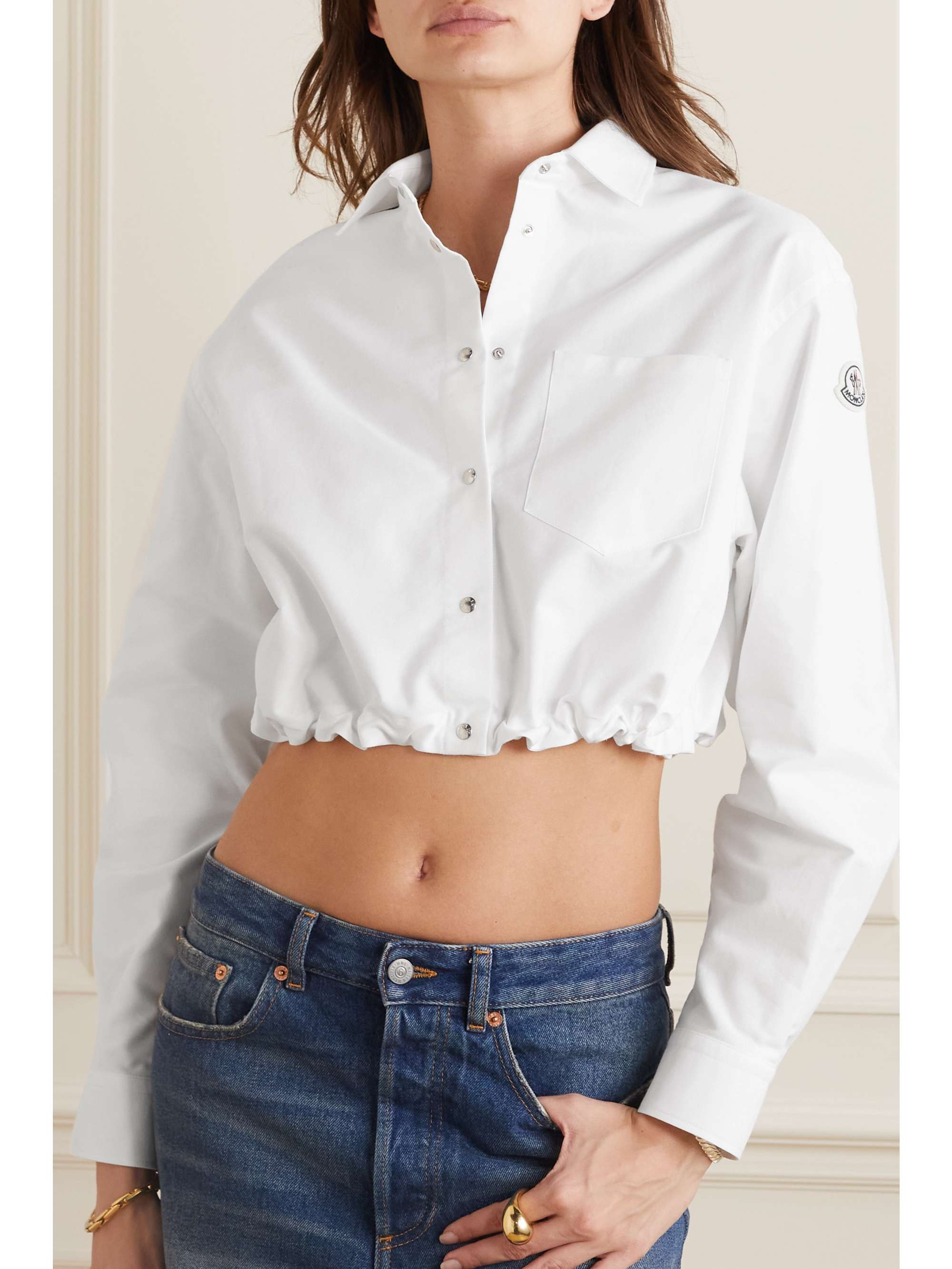 Cropped cotton-poplin shirt view