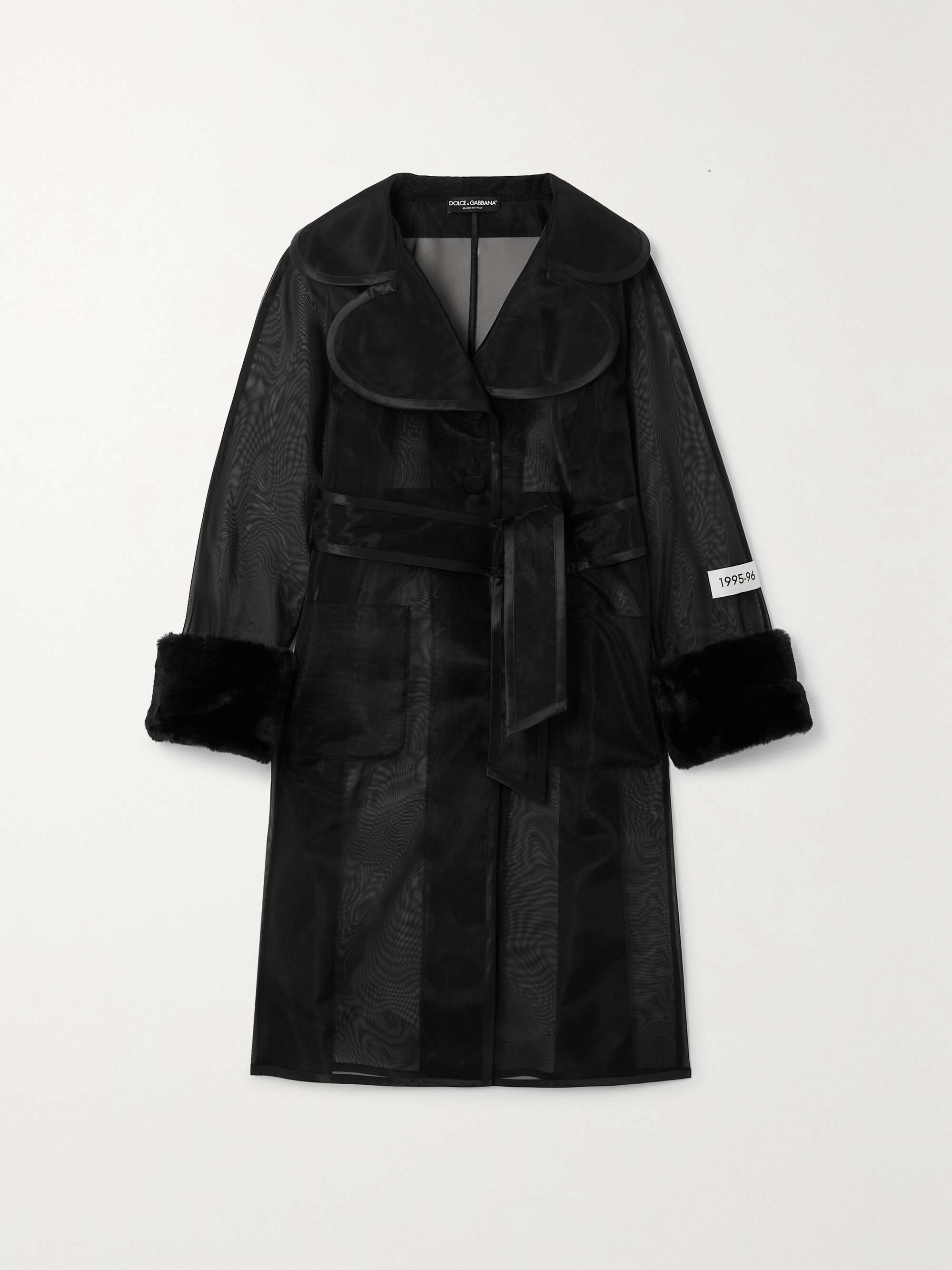 Kim faux fur-trimmed organza trench coat view