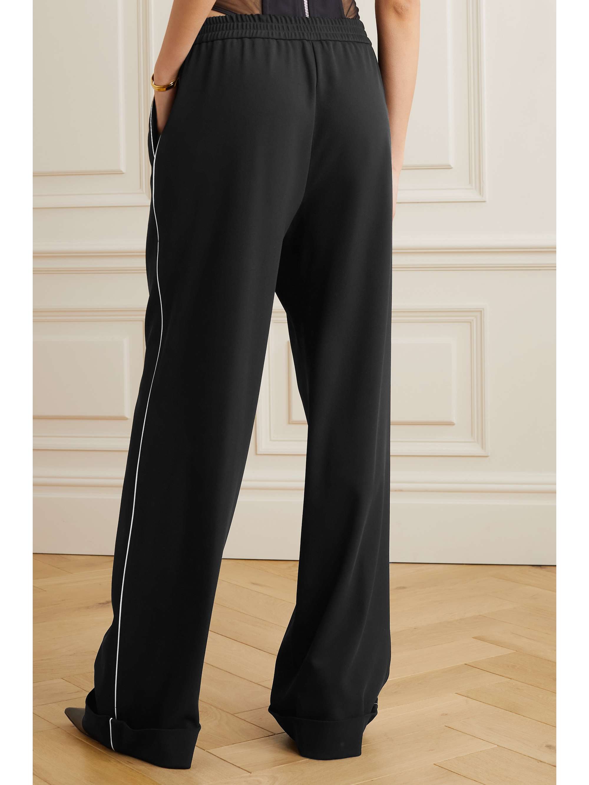 Piped stretch-wool straight-leg pants view