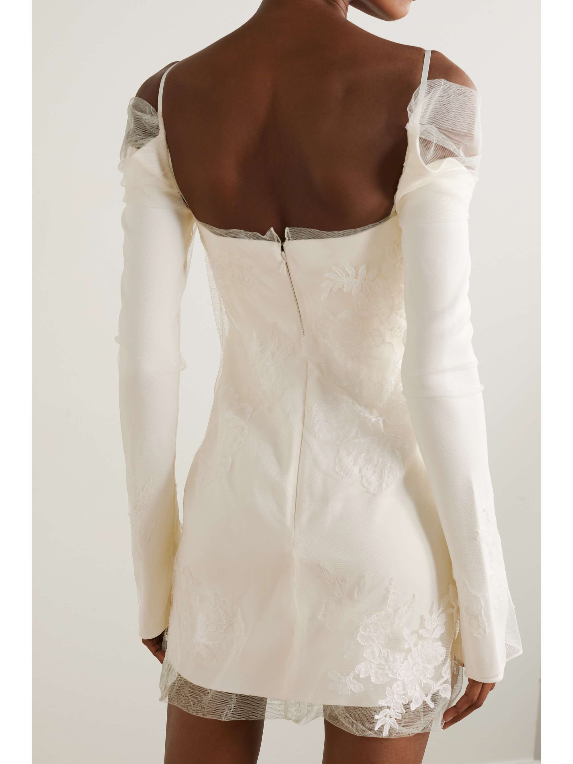 Lucy cold-shoulder lace-trimmed tulle and cady mini dress view