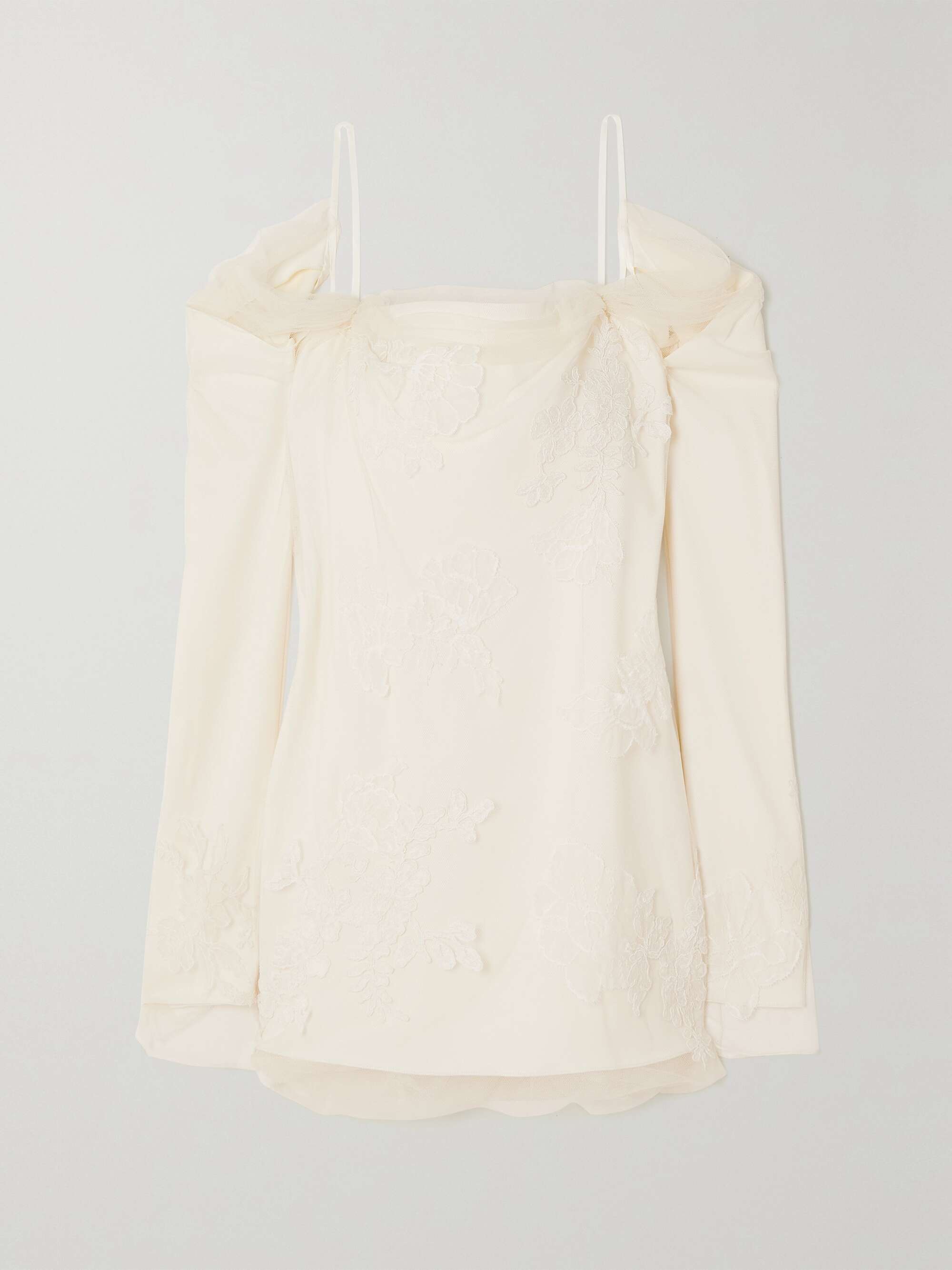 Lucy cold-shoulder lace-trimmed tulle and cady mini dress view
