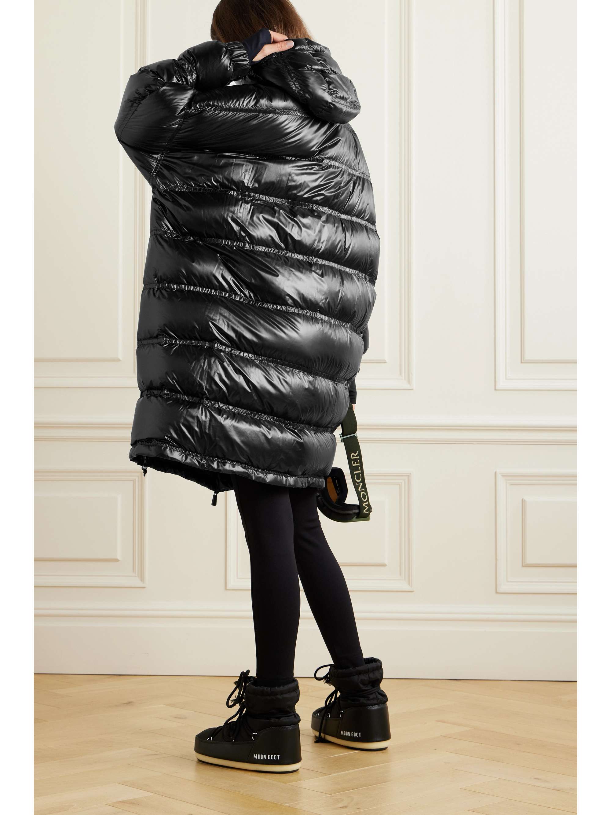 Rochelair hooded padded quilted shell down parka view