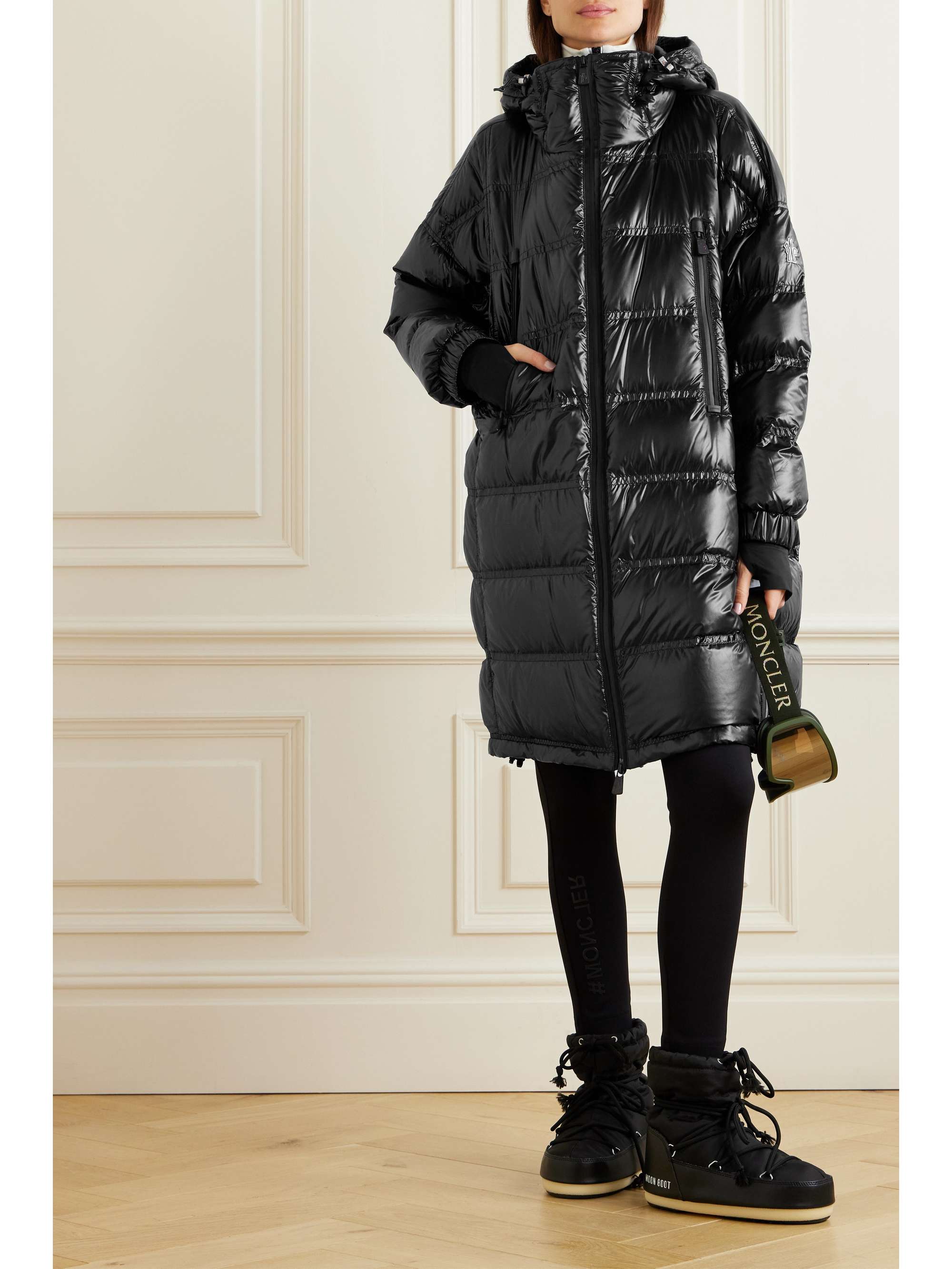 Rochelair hooded padded quilted shell down parka view