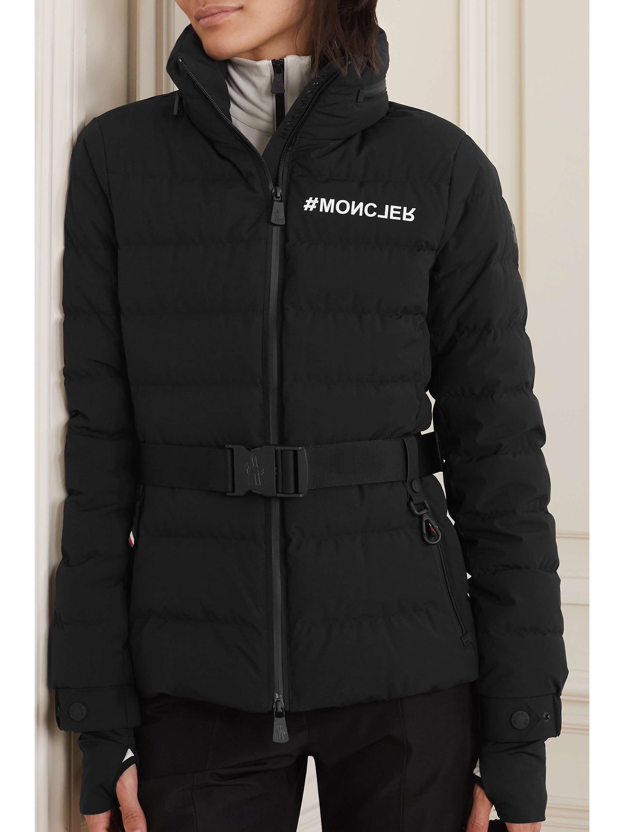 Bettex hooded belted quilted shell down jacket view