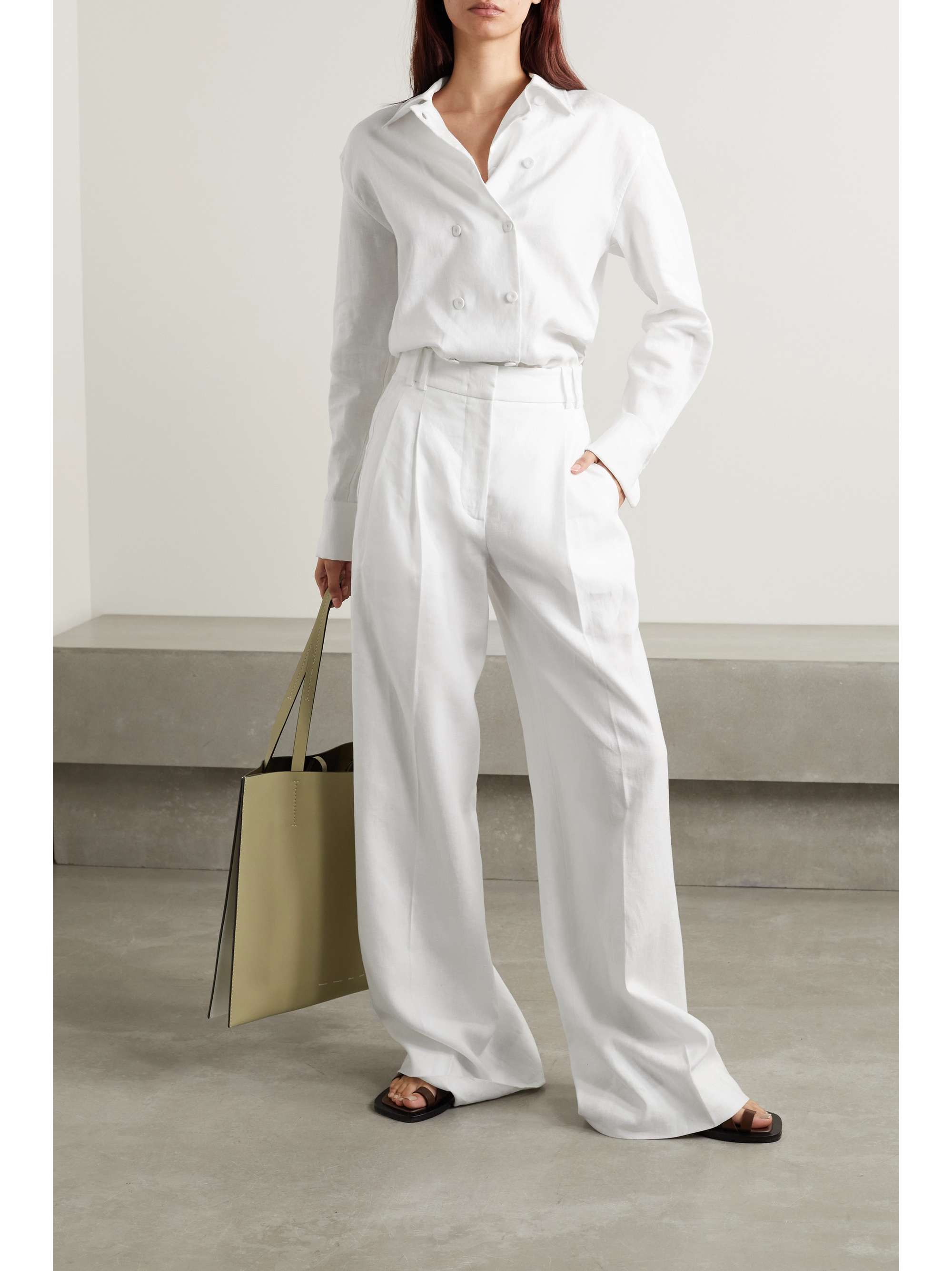 + NET SUSTAIN pleated linen wide-leg pants view