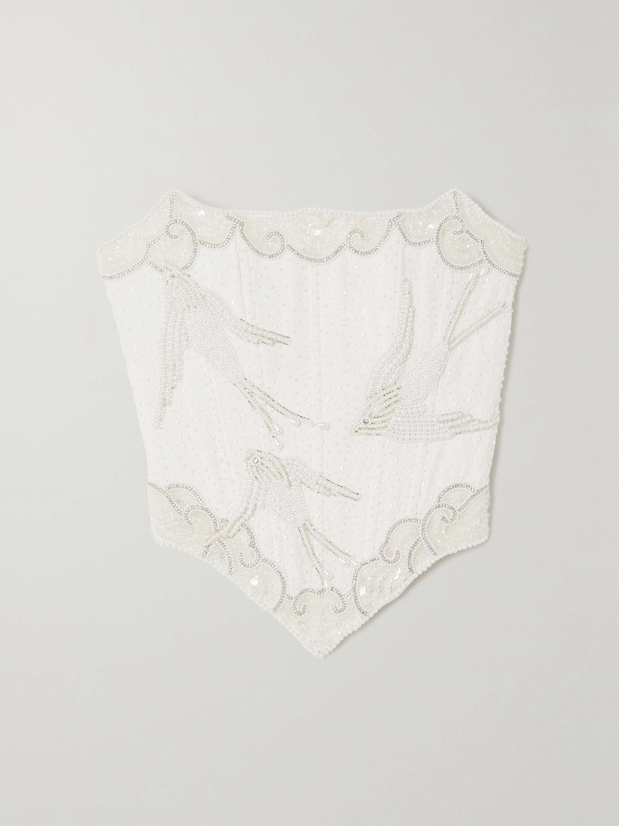 Embellished crepe bustier top view