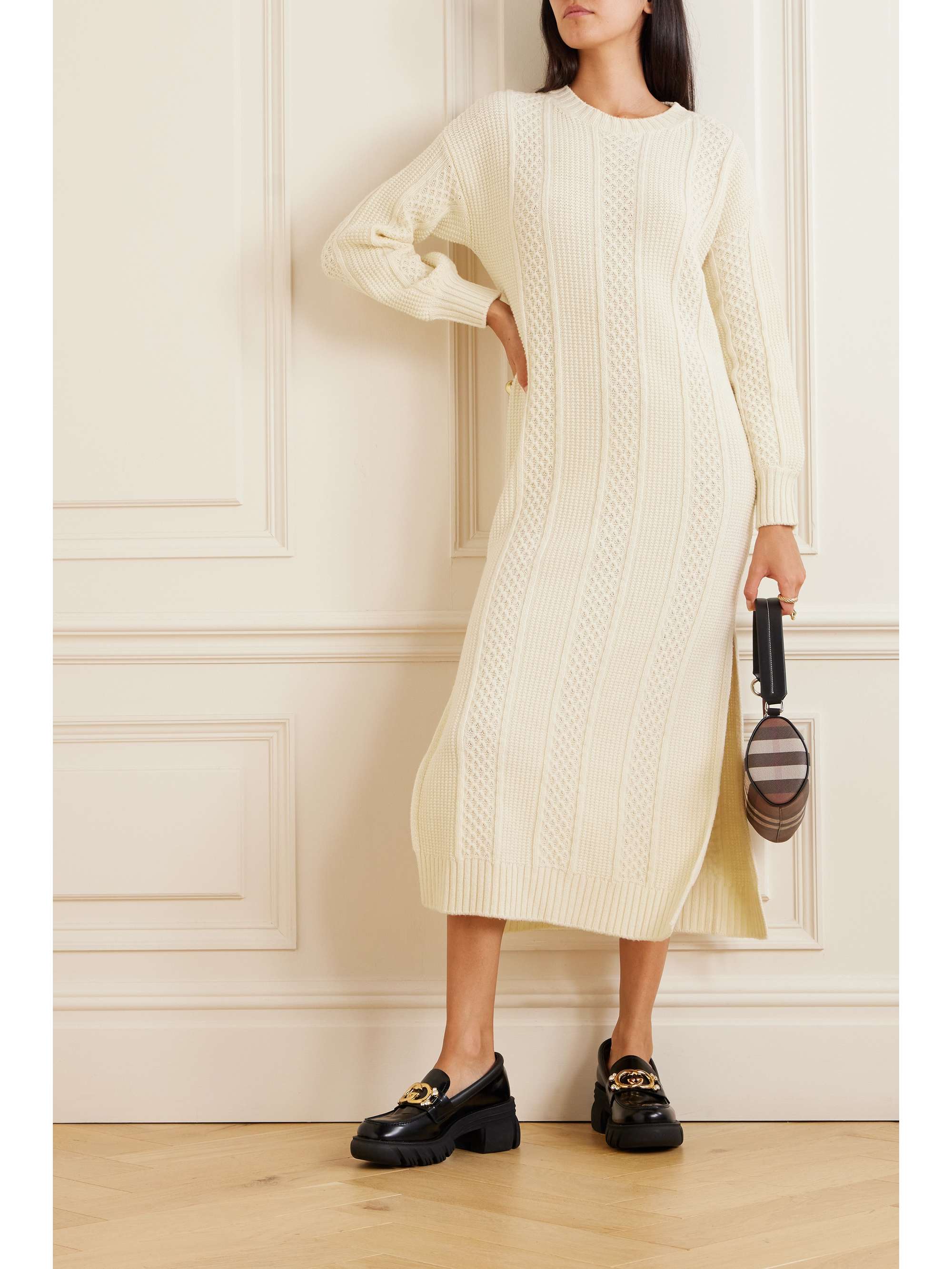 Embroidered knitted wool maxi dress view