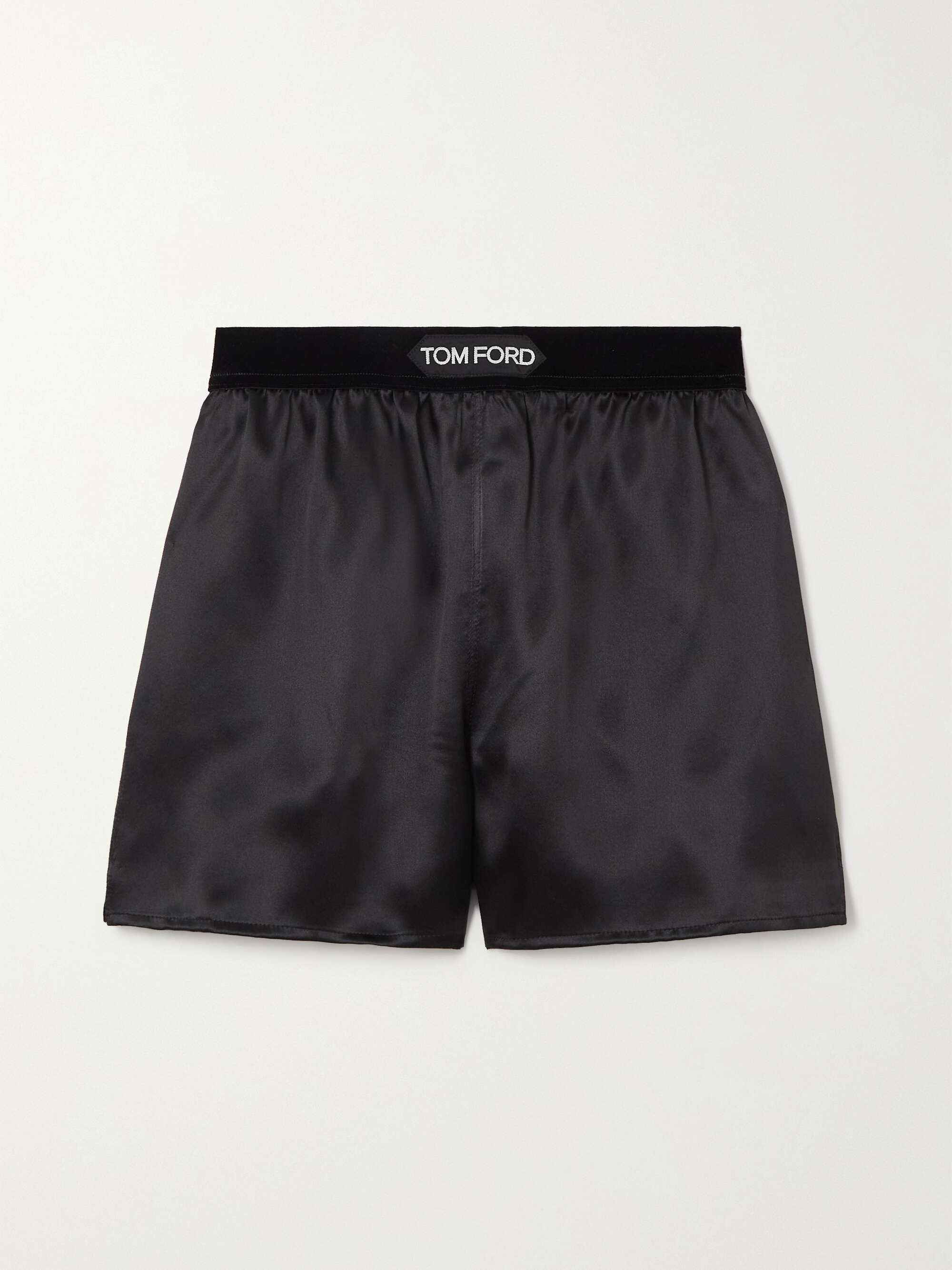 Velvet-trimmed stretch-silk shorts view