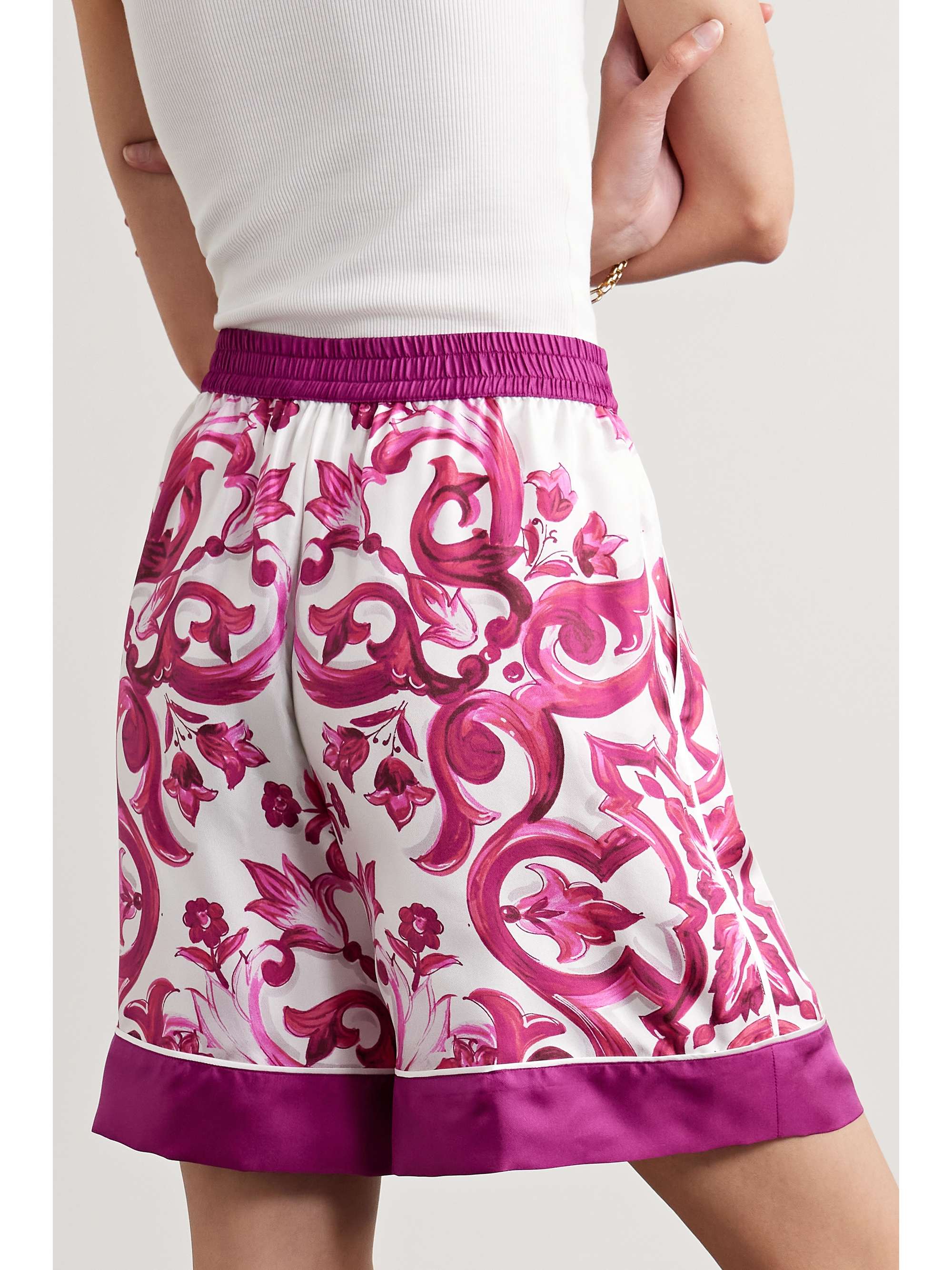 Maiolica printed silk-satin twill shorts view