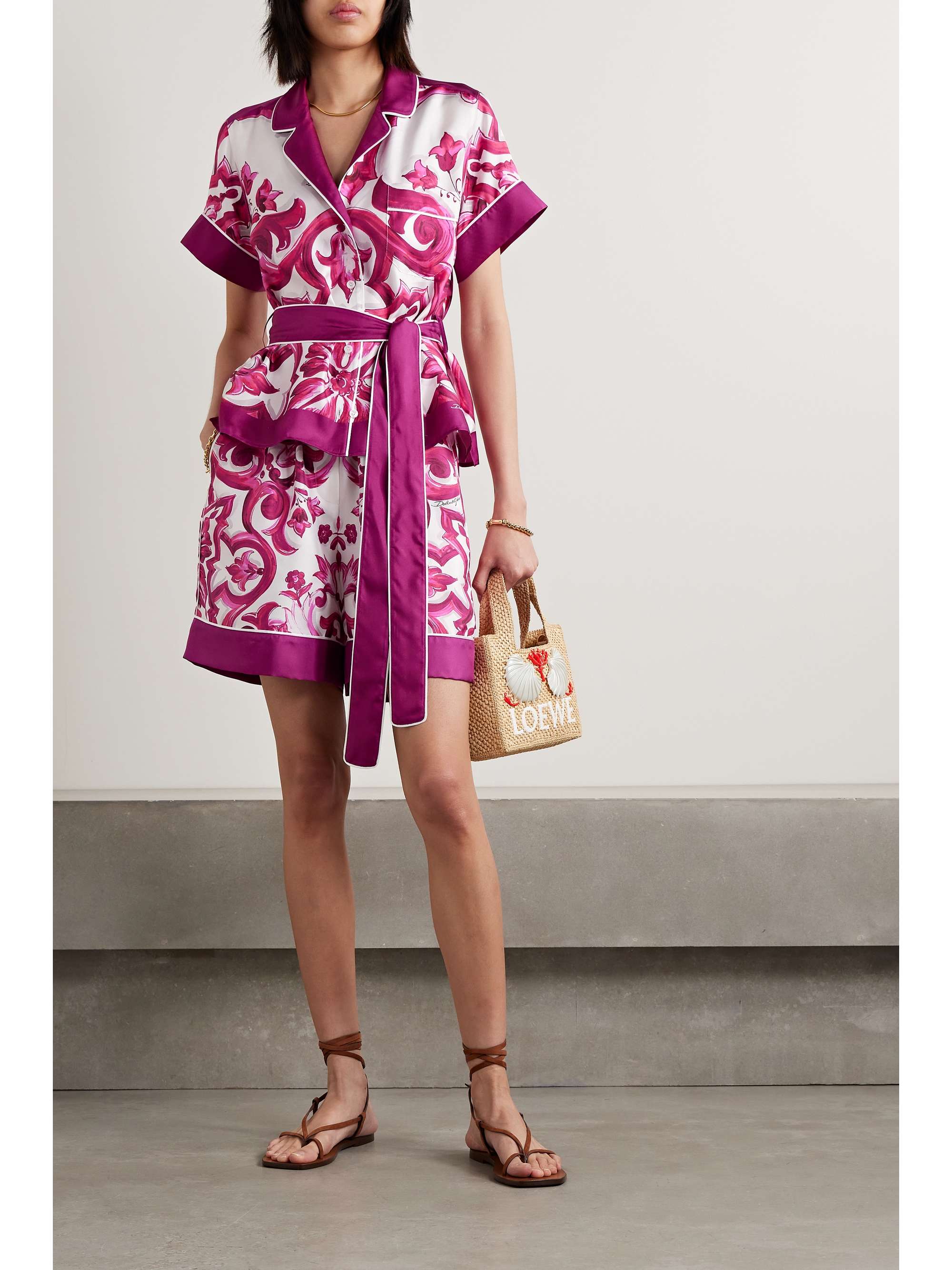 Maiolica printed silk-satin twill shorts view