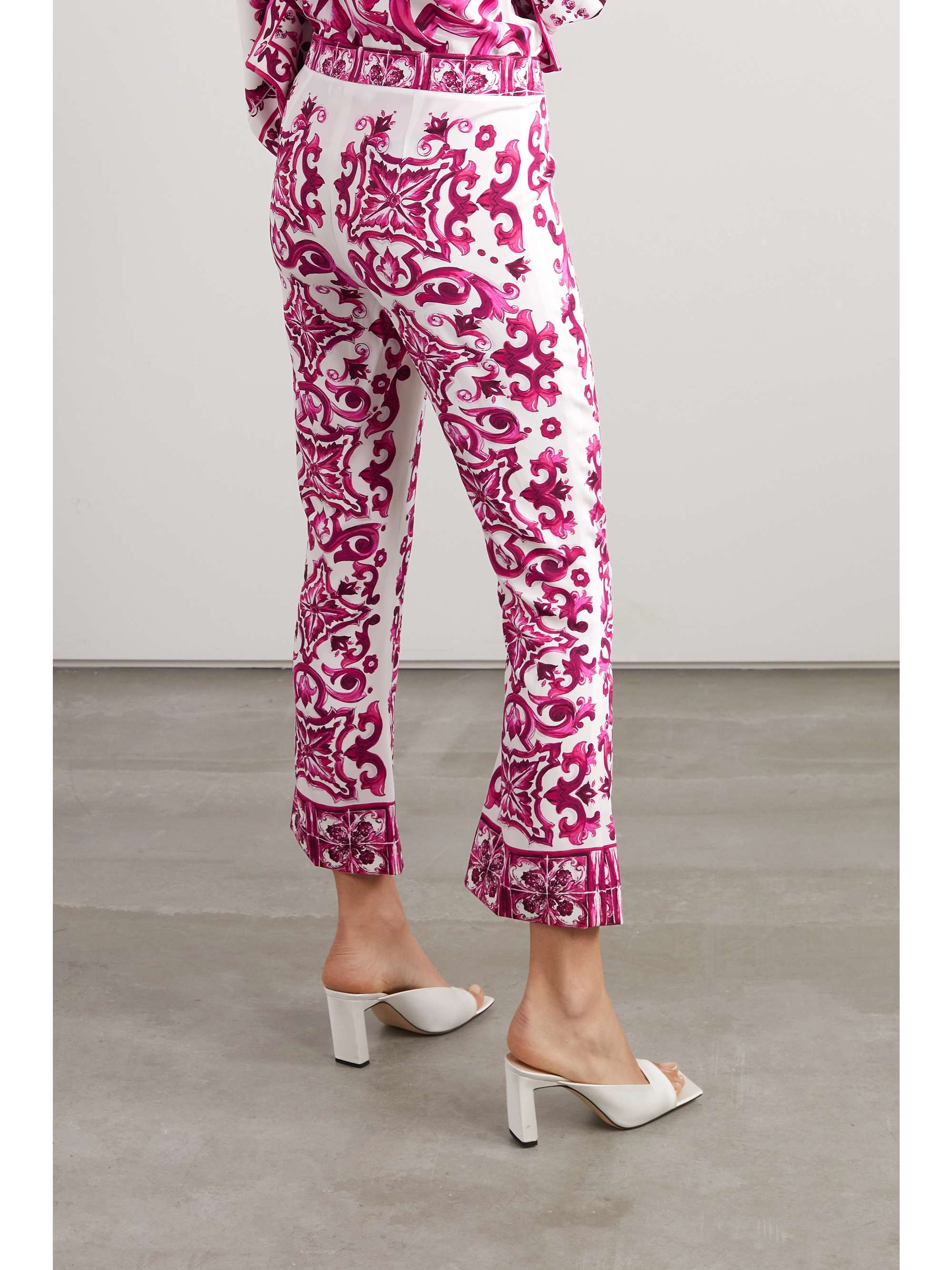 Maiolica cropped printed silk-blend flared pants view