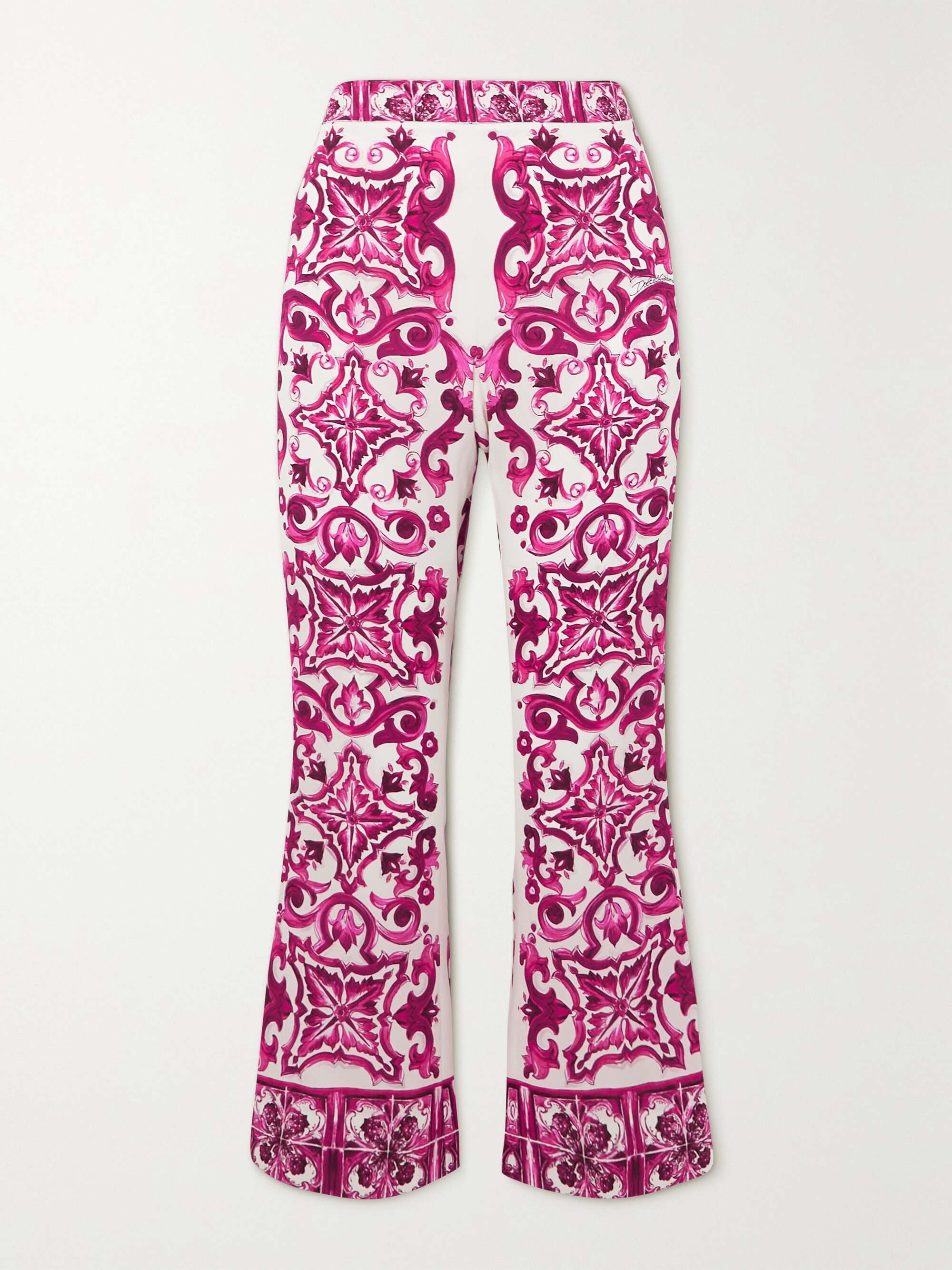 Maiolica cropped printed silk-blend flared pants view
