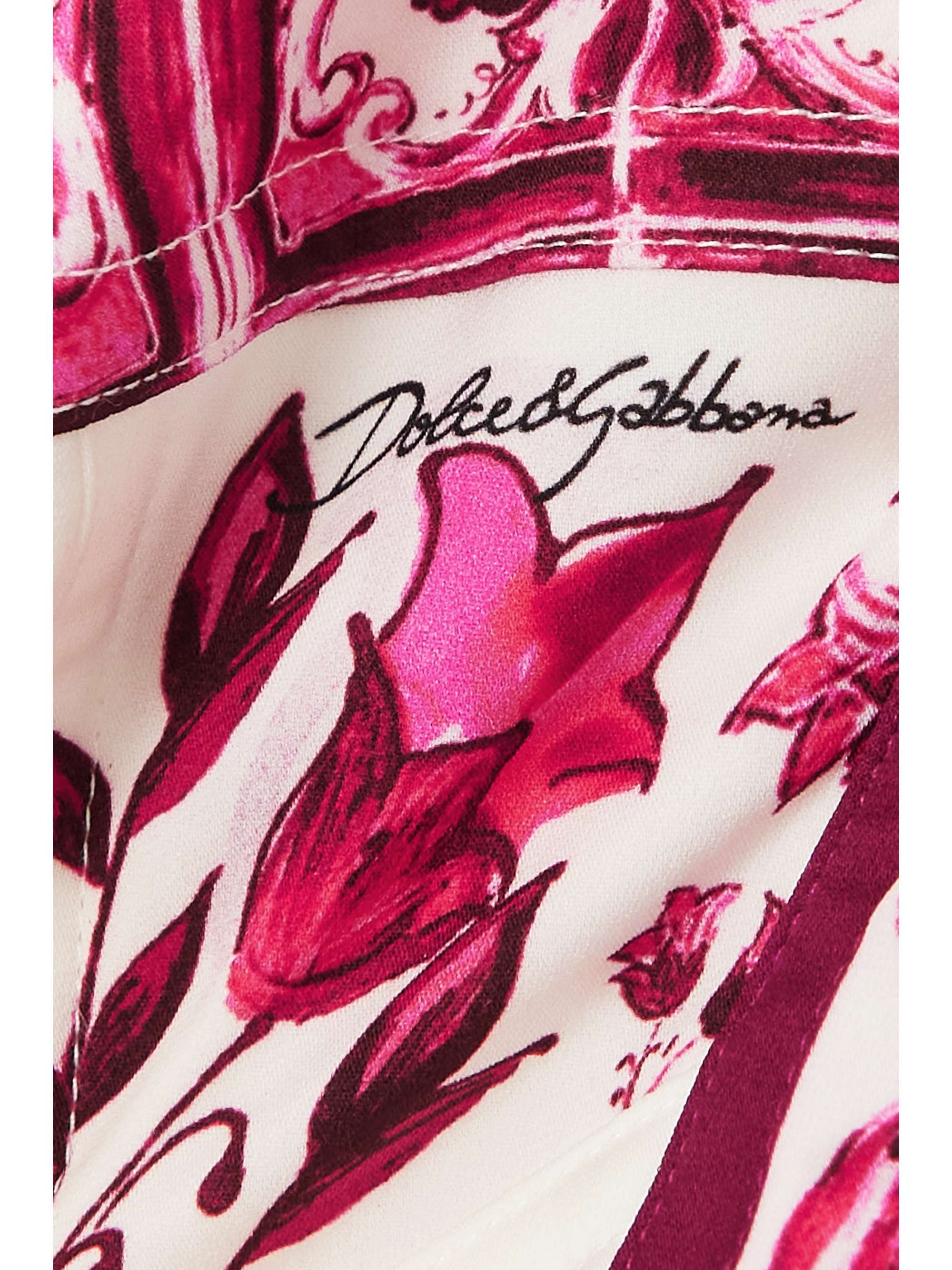 Maiolica cropped printed stretch silk-blend bustier top view