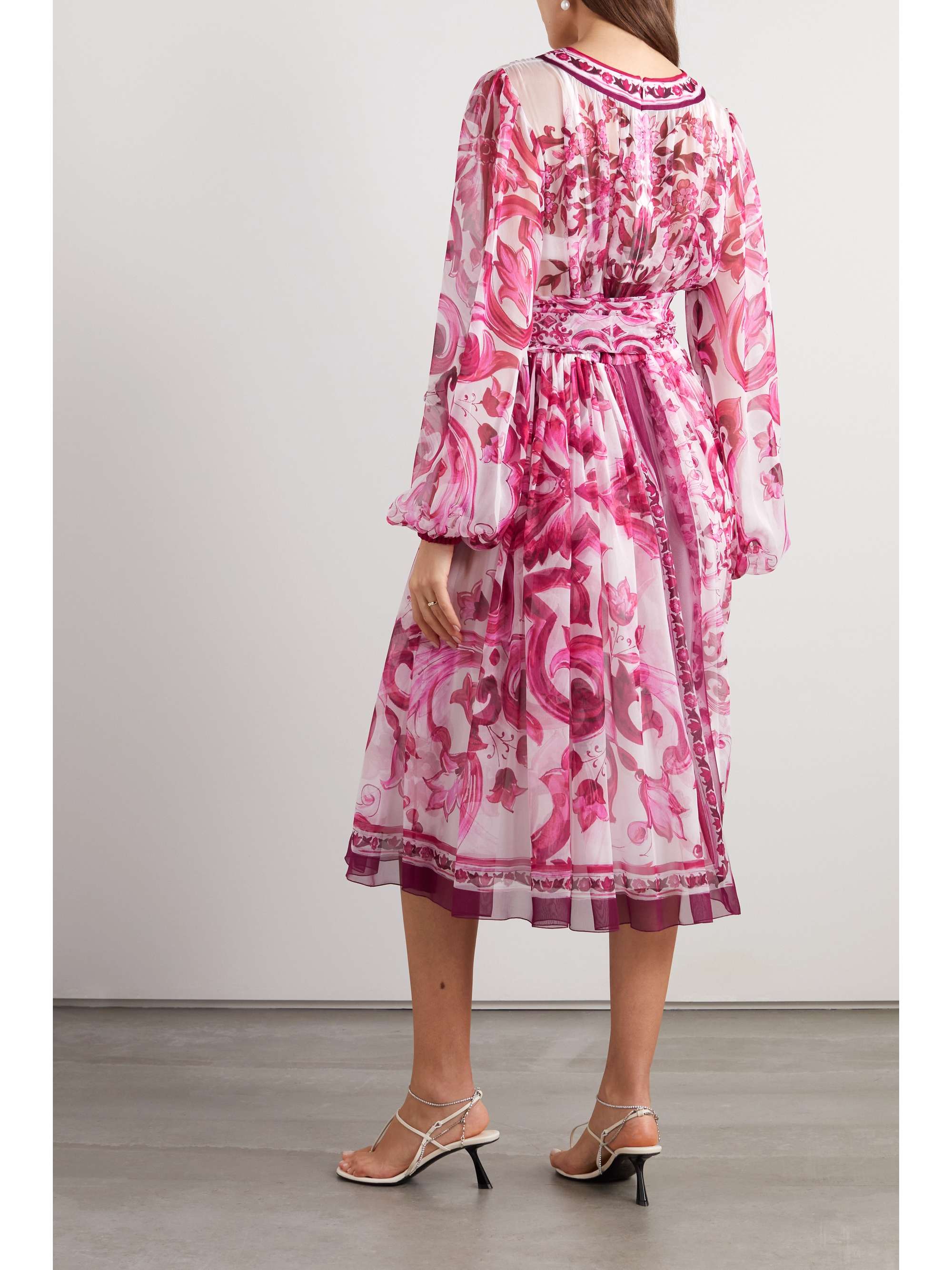 Maiolica belted wrap-effect printed silk-georgette midi dress view