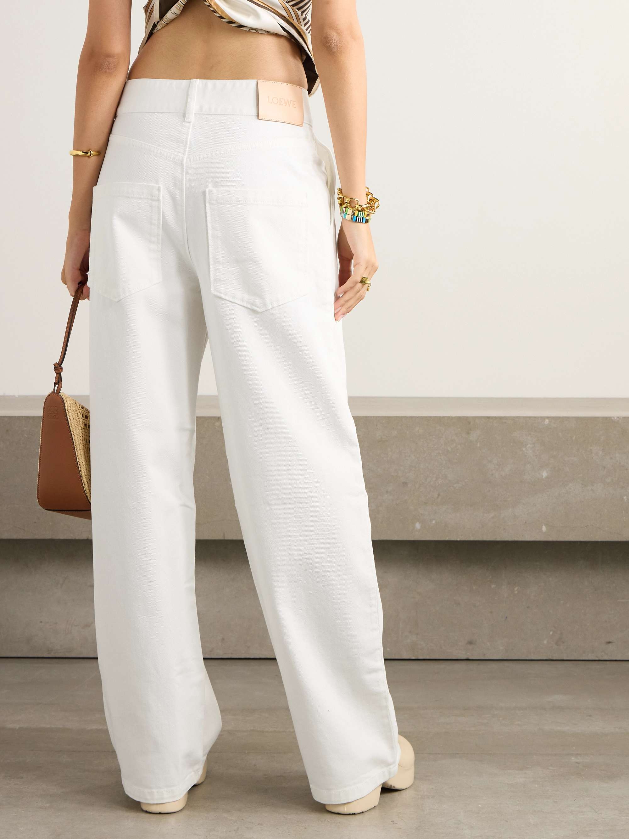 + Paula's Ibiza leather-trimmed embroidered high-rise wide-leg jeans view