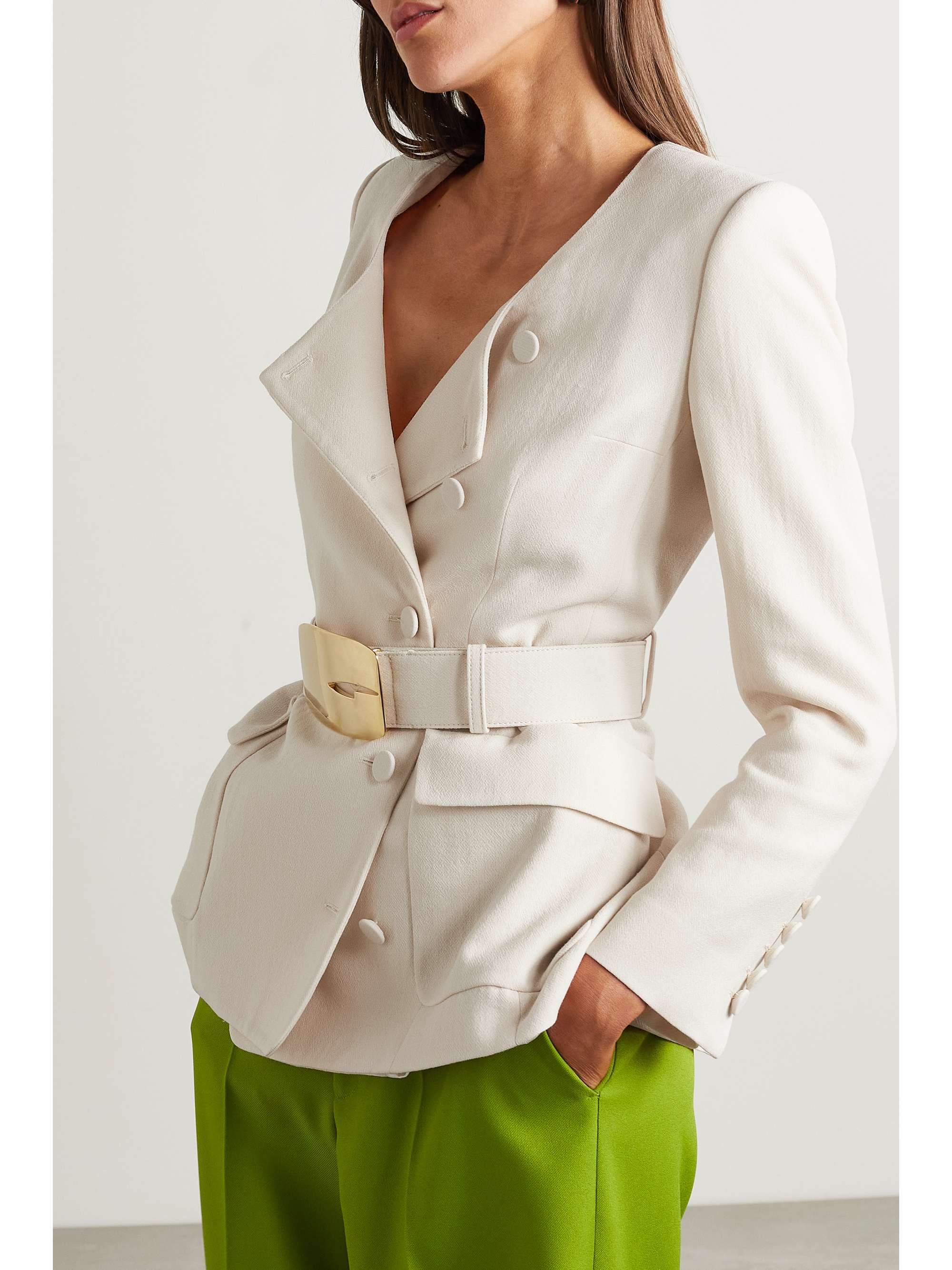 Belted wool-crepe jacket view