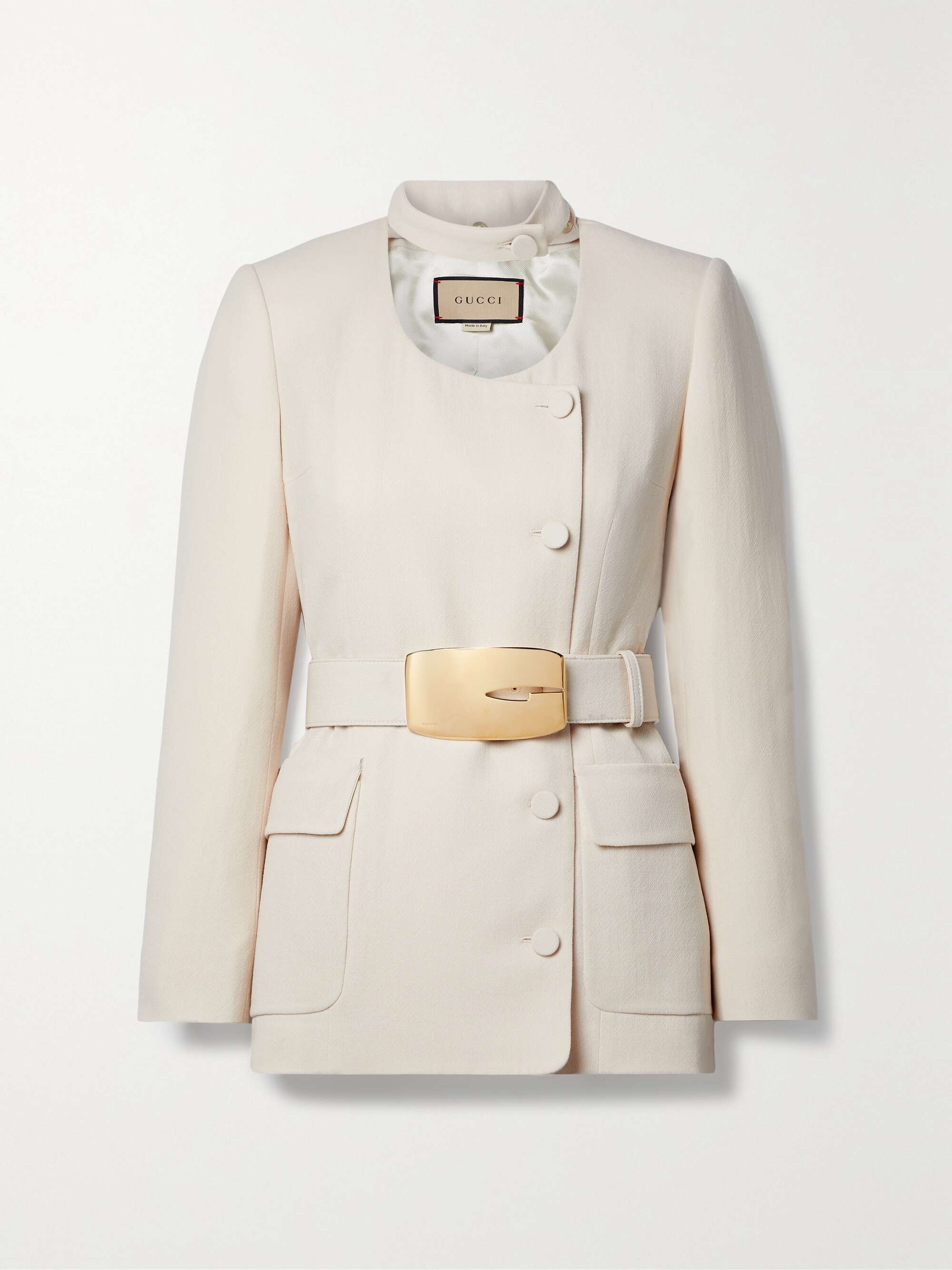 Belted wool-crepe jacket view