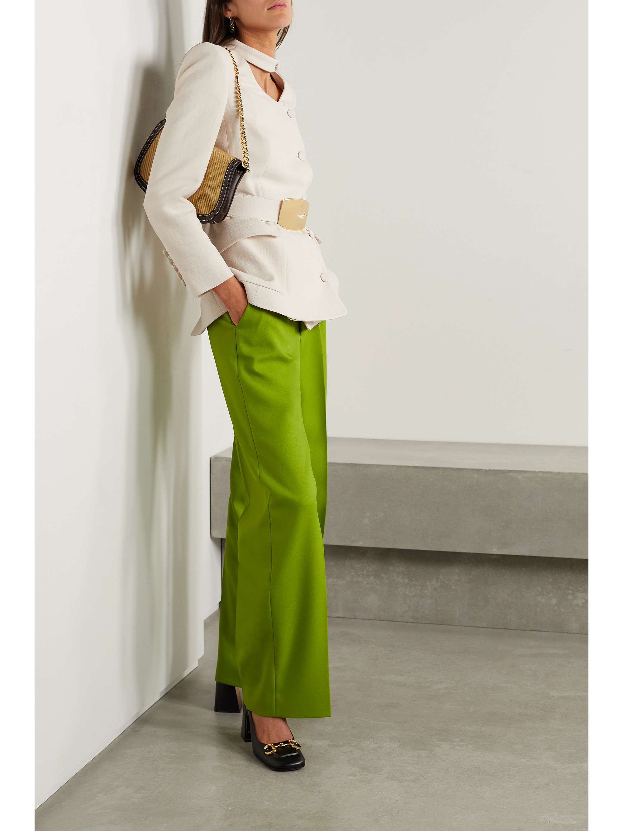 Belted wool-crepe jacket view