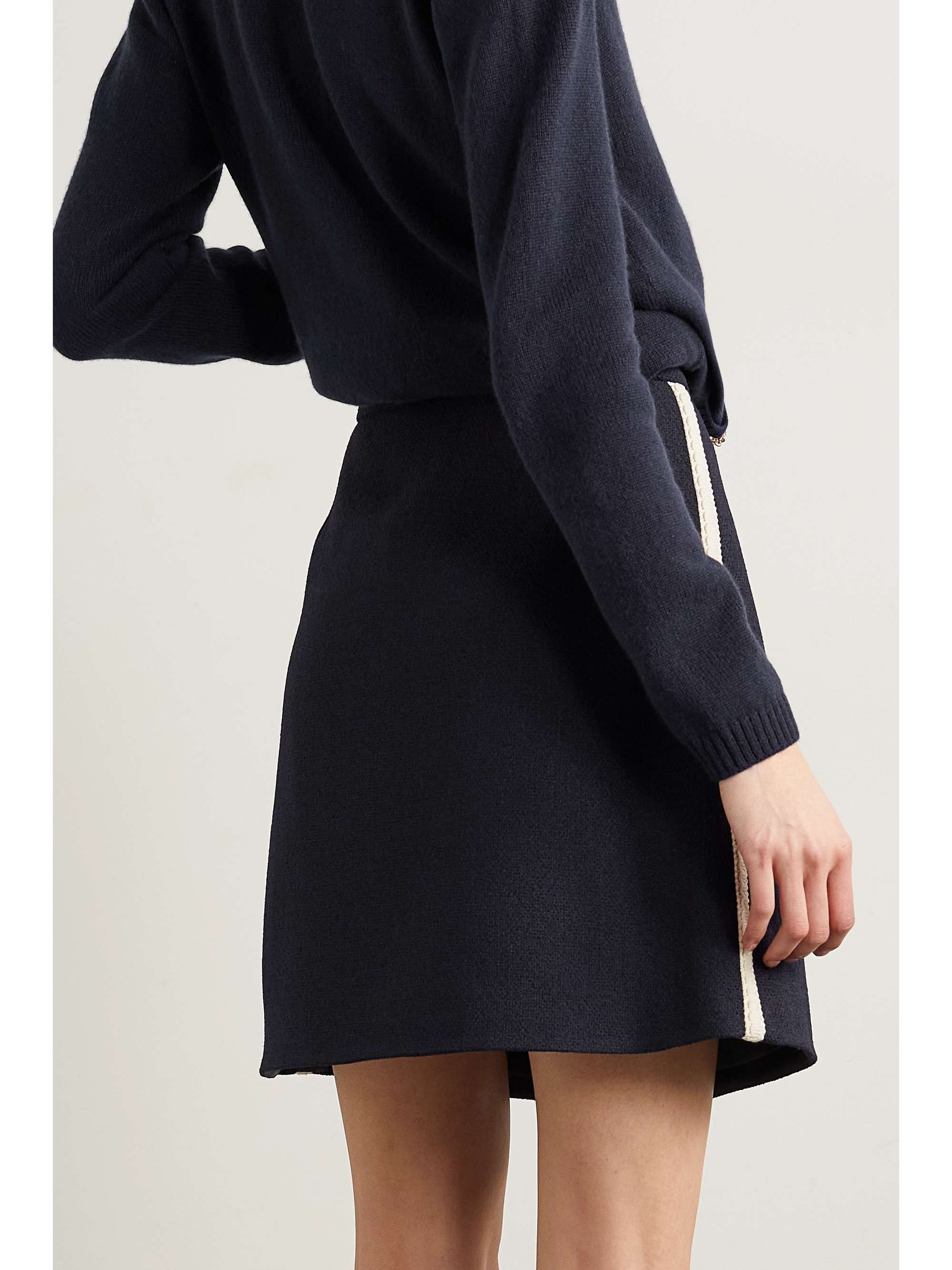 Appliquéd wool-blend mini skirt view