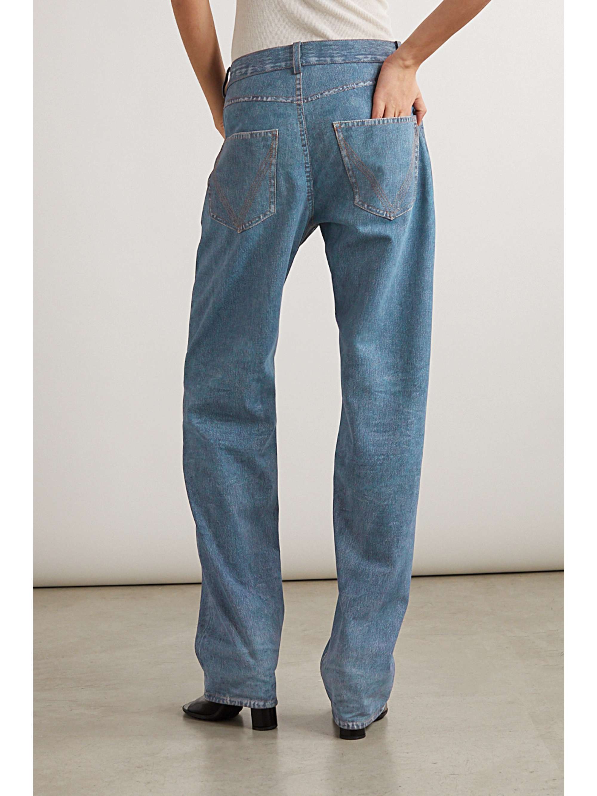 Printed leather straight-leg pants view