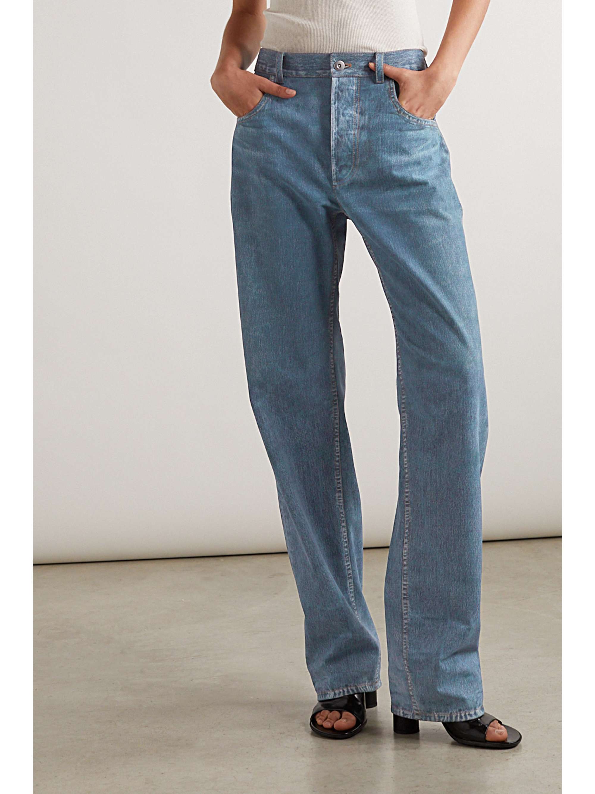 Printed leather straight-leg pants view