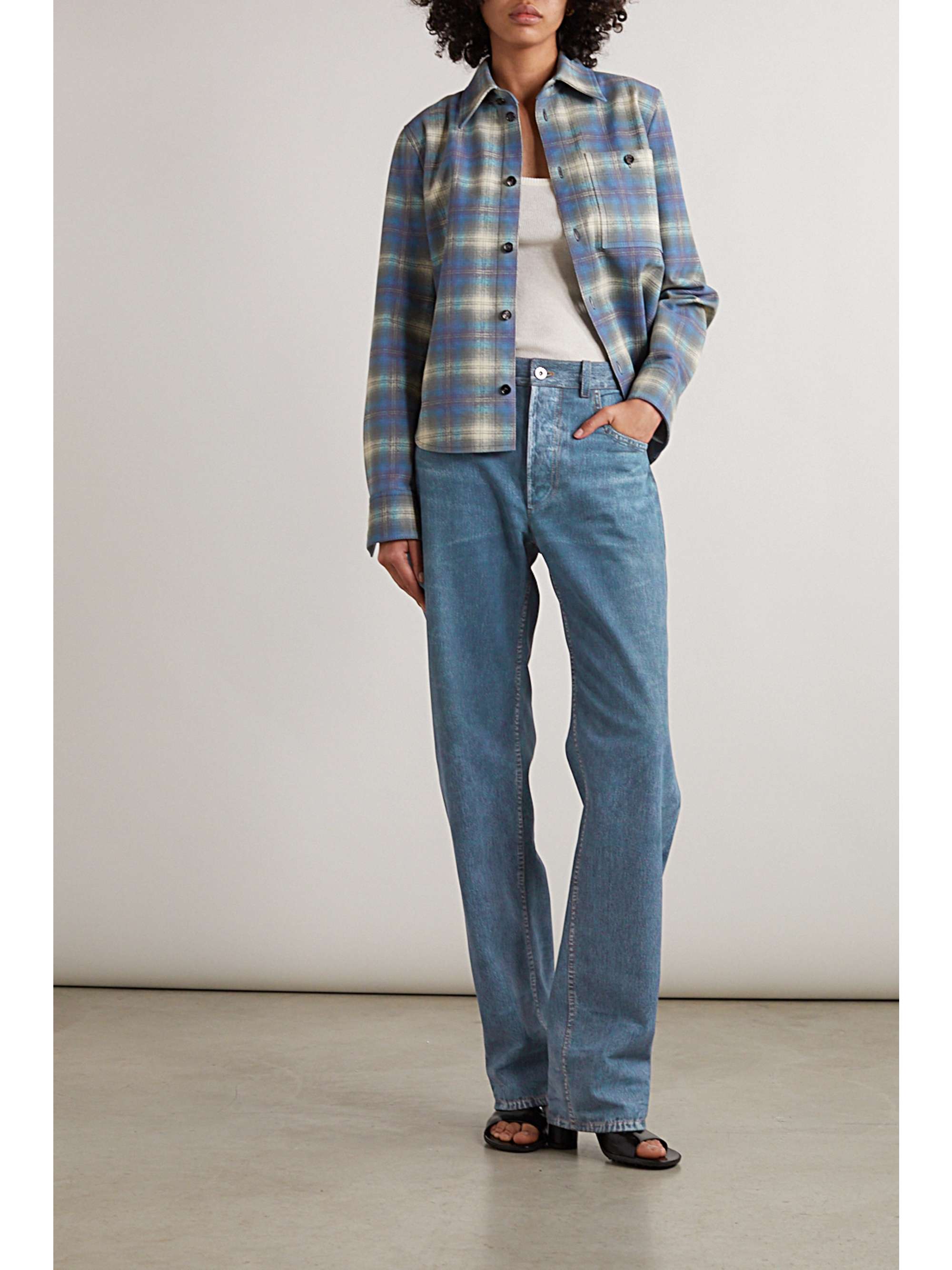 Printed leather straight-leg pants view
