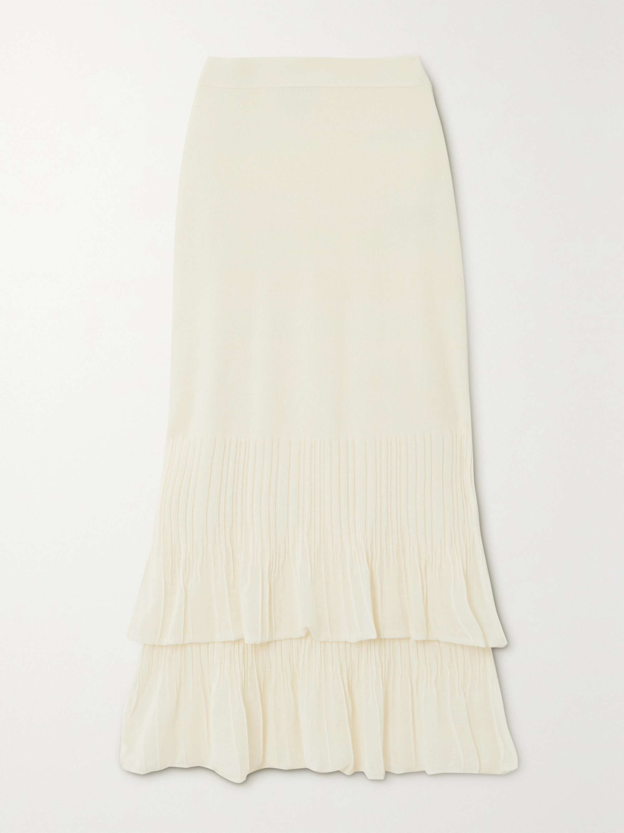 Ribbed pleated cotton-blend midi skirt view
