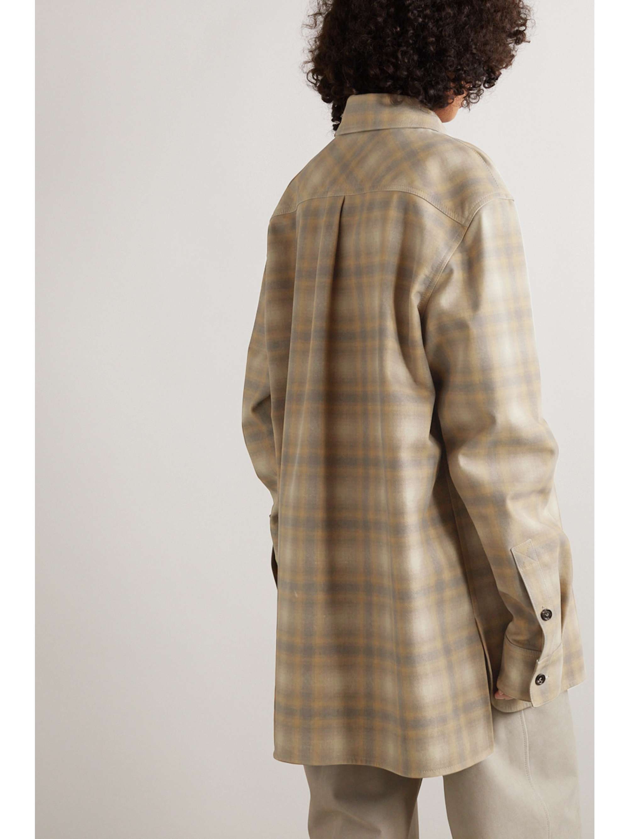 Oversized checked leather shirt view
