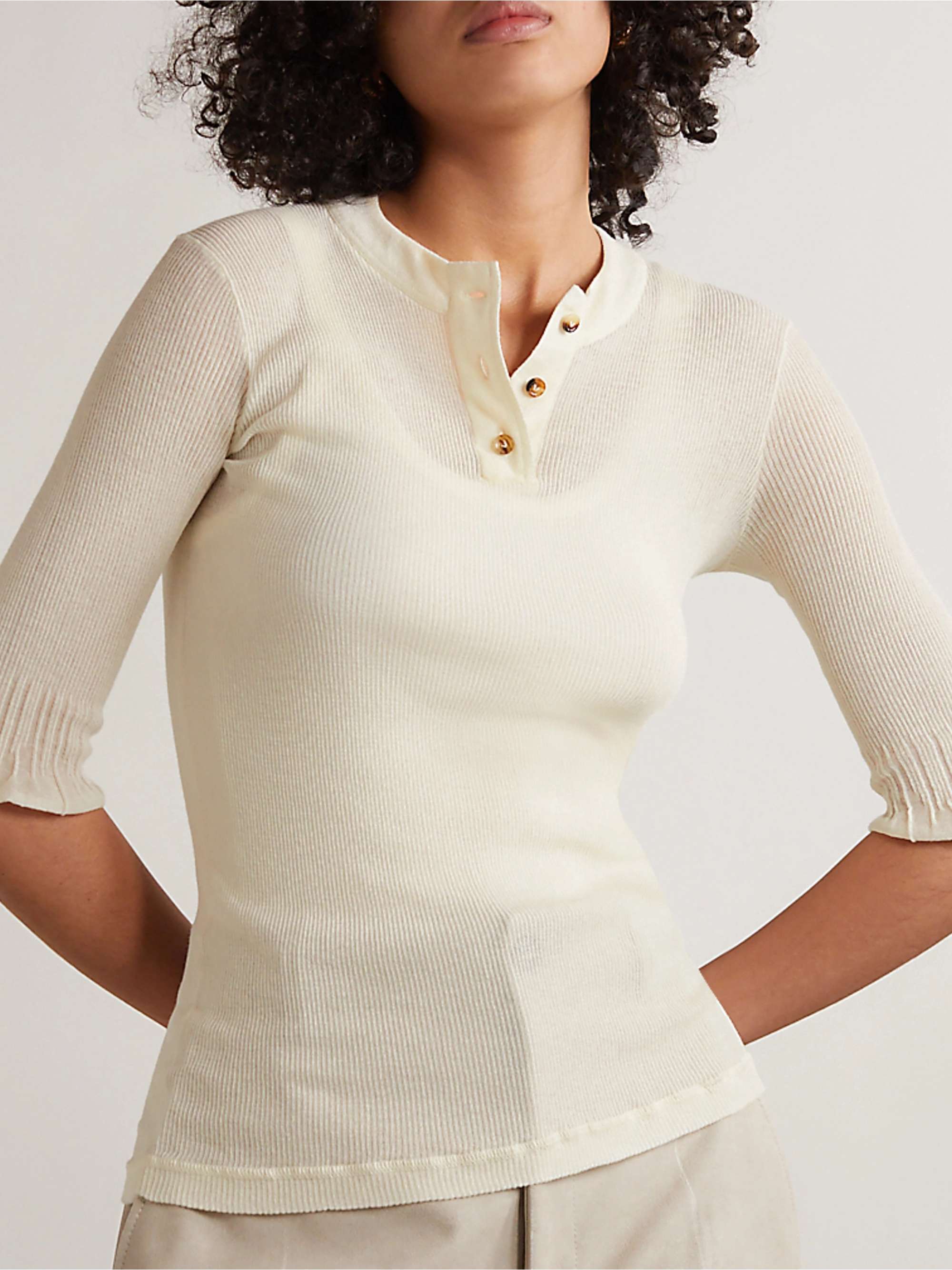 Ribbed cotton-blend top view
