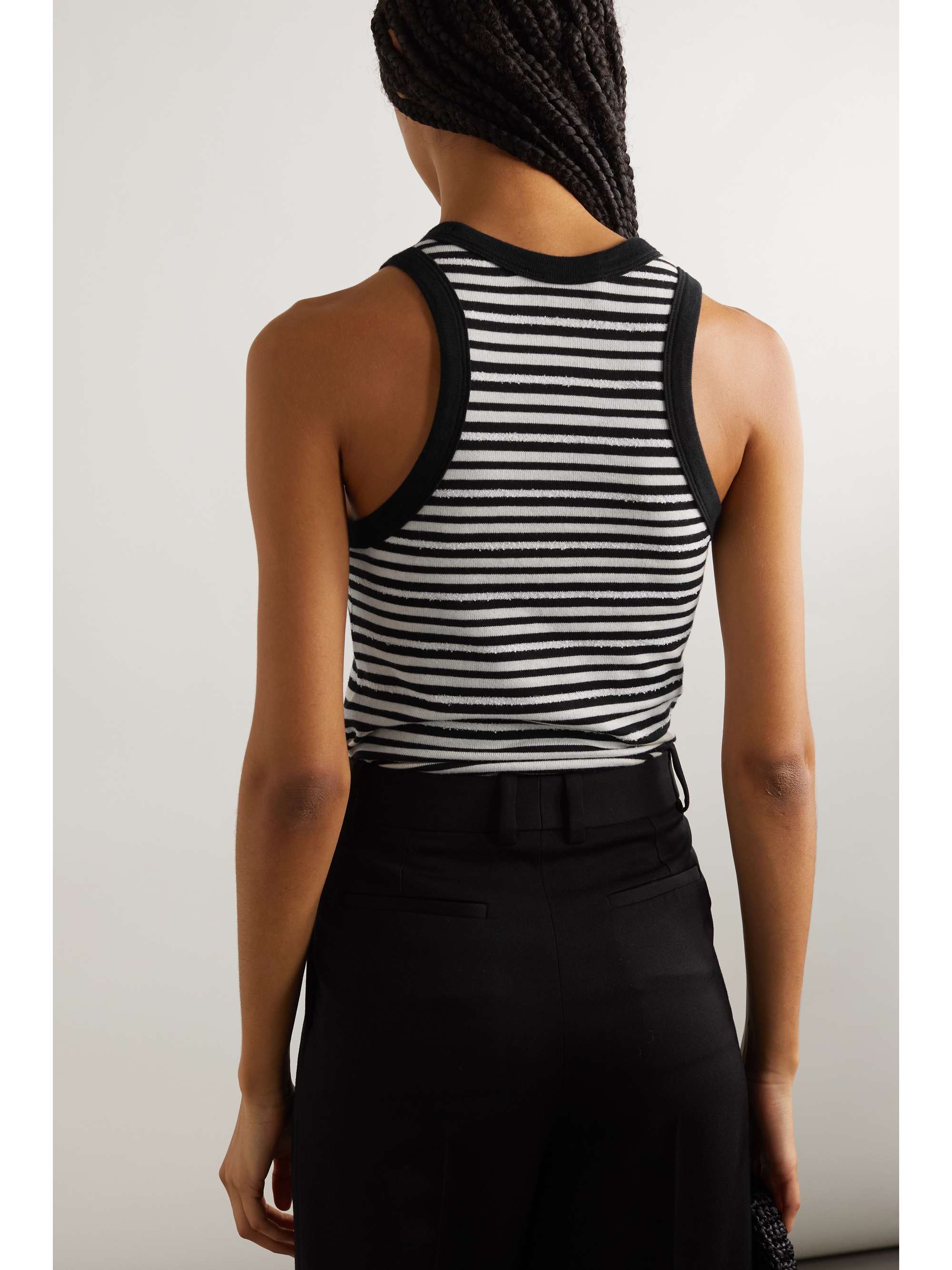 Distressed striped cotton tank view