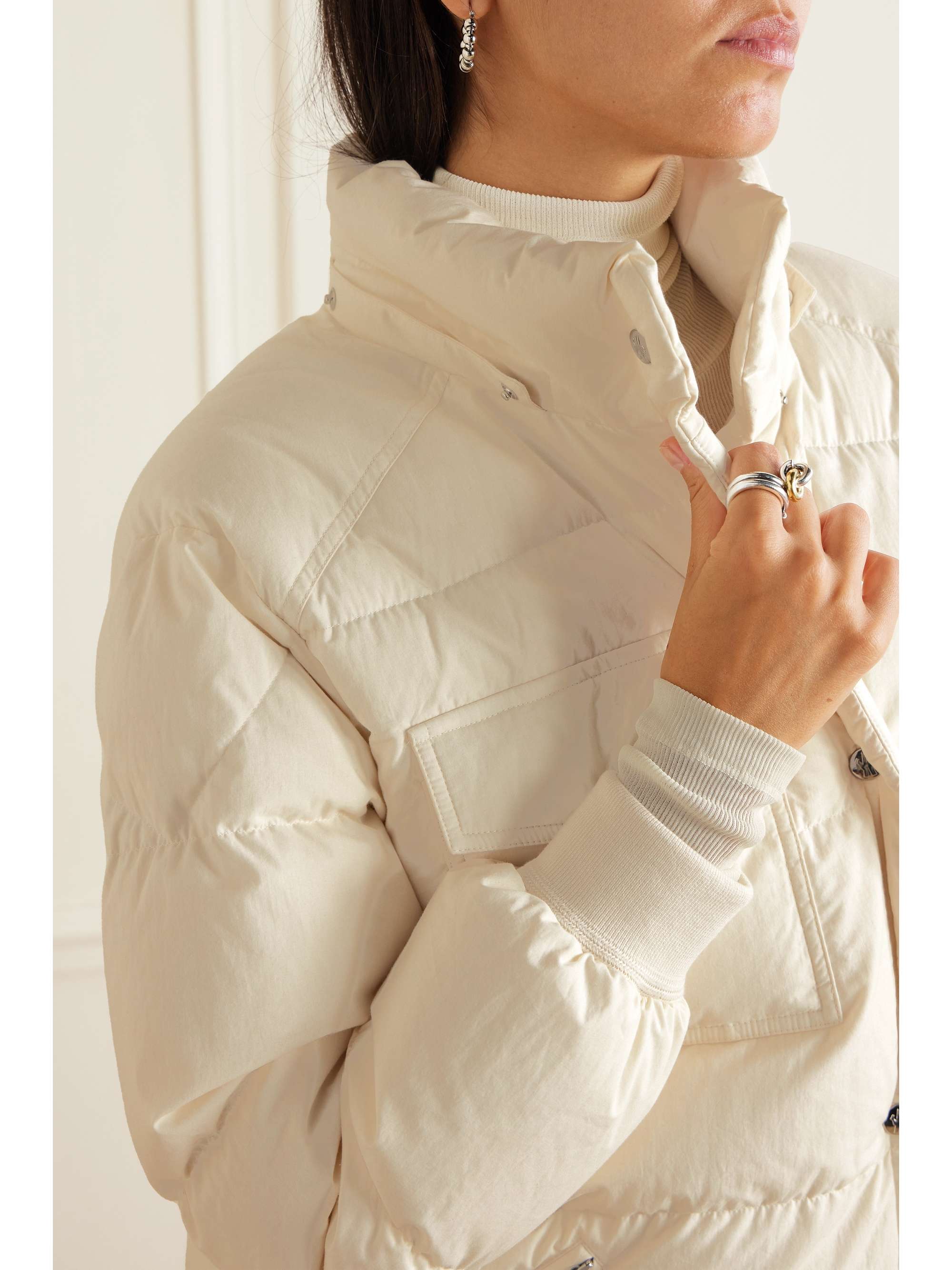 Karakorum hooded quilted cotton down jacket view