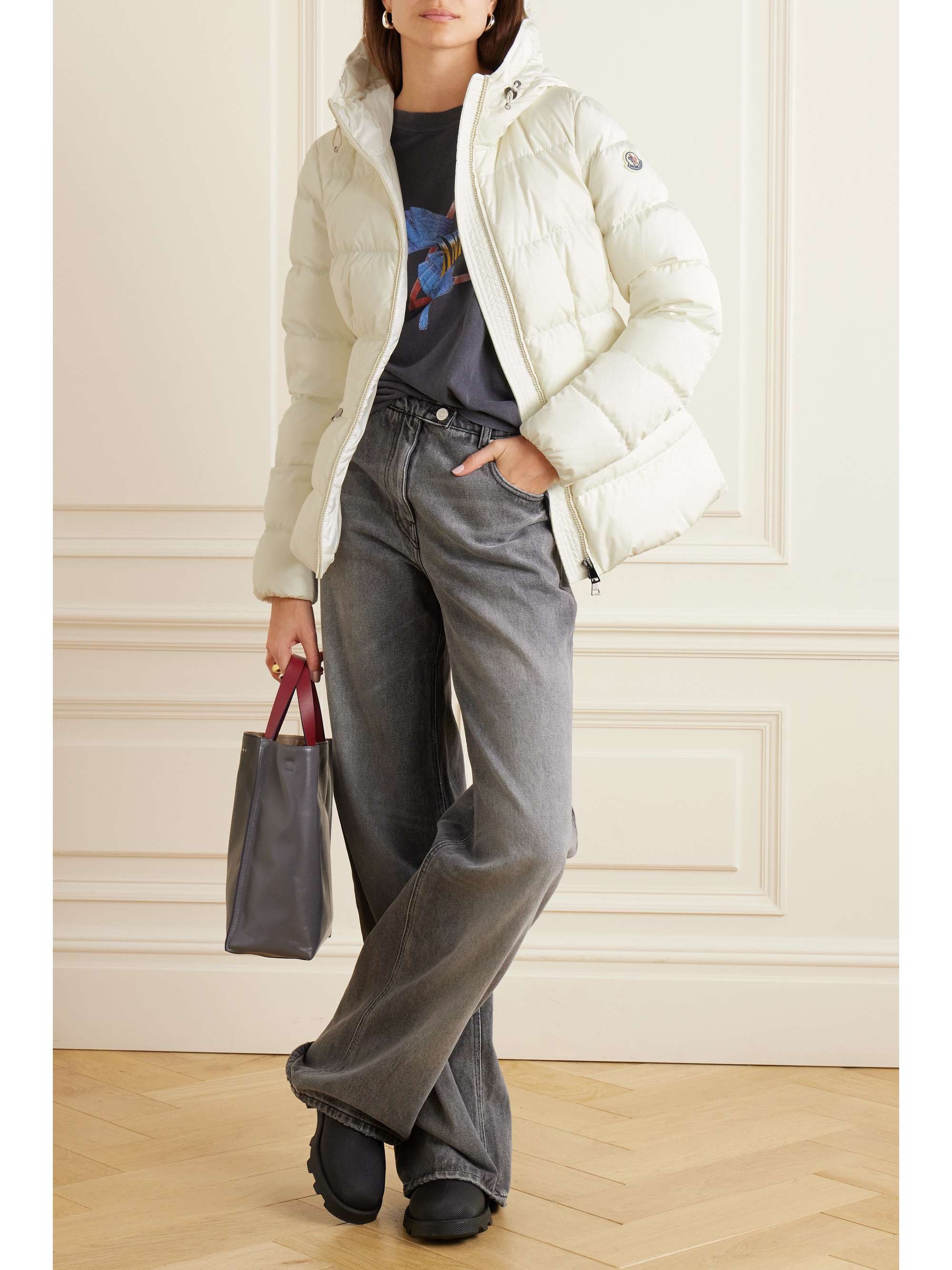 Avoce hooded quilted shell down jacket view