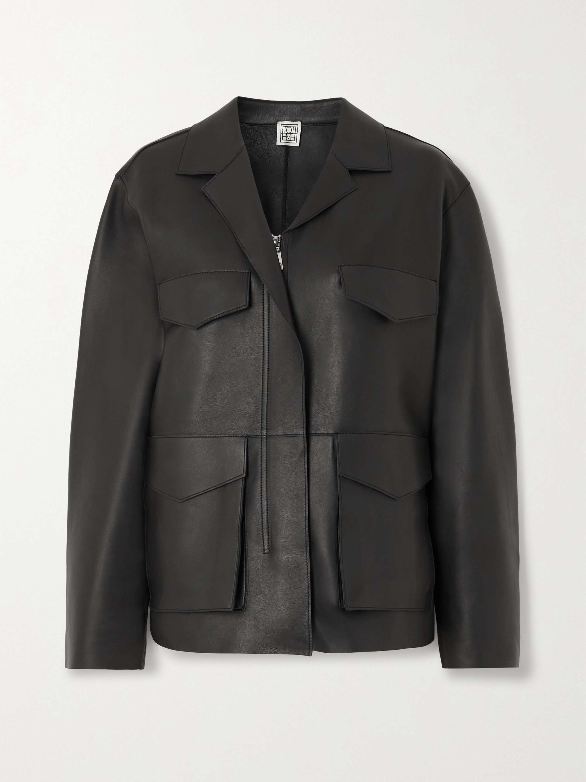 Army leather biker jacket view