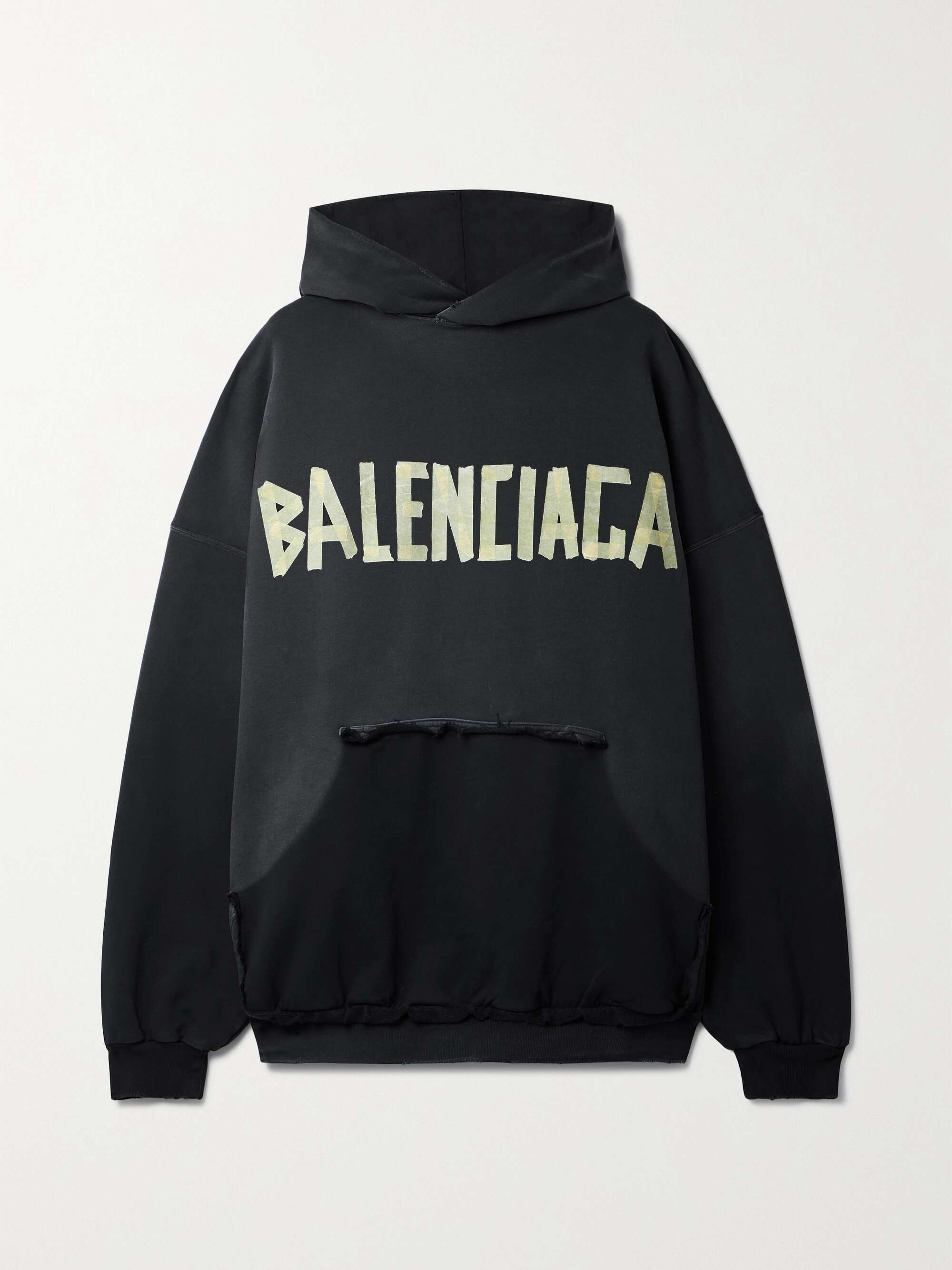 Oversized distressed printed cotton-jersey hoodie view