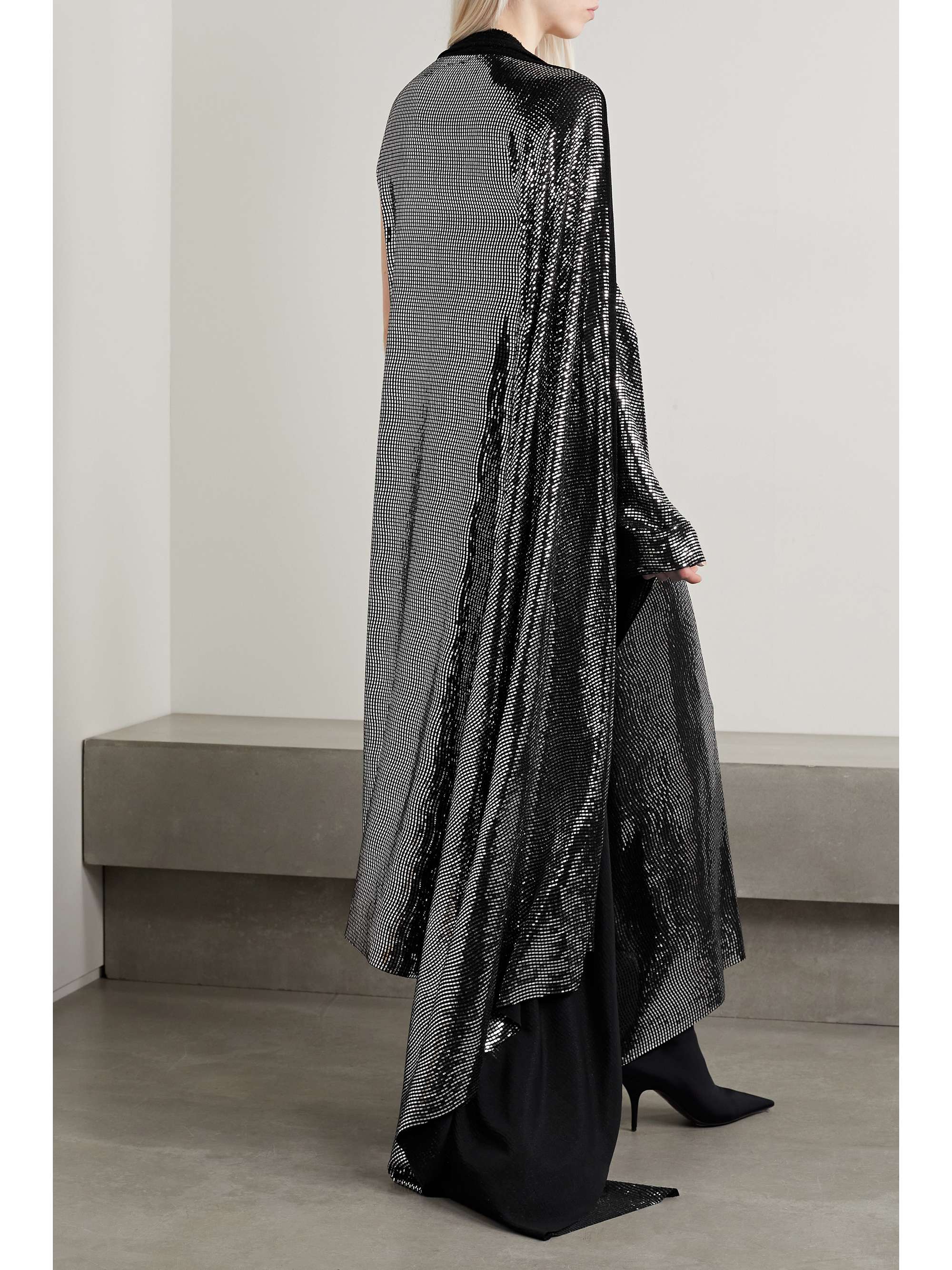 Embellished sequined stretch-knit gown view