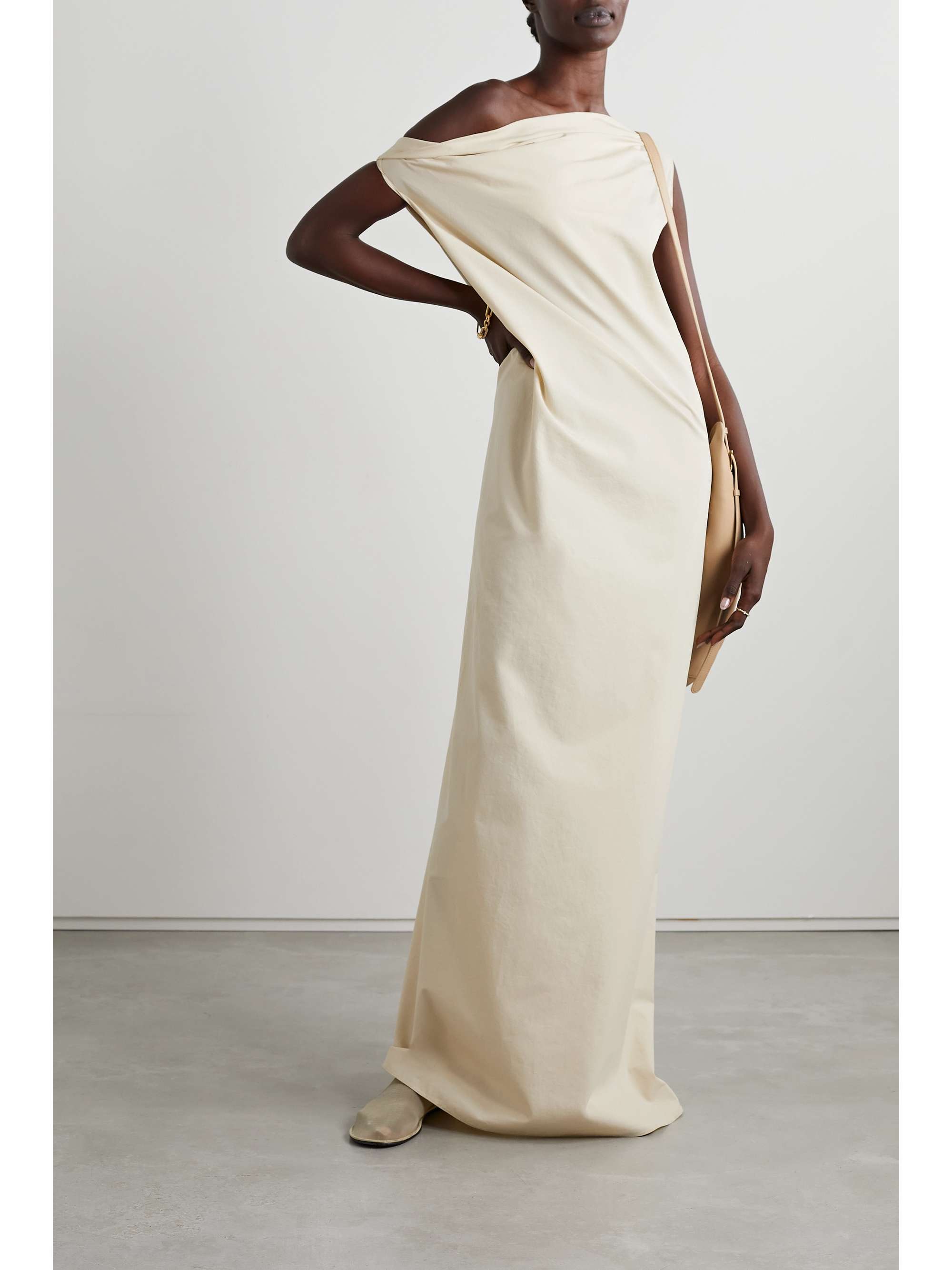 Bamaris draped cotton-poplin maxi dress view