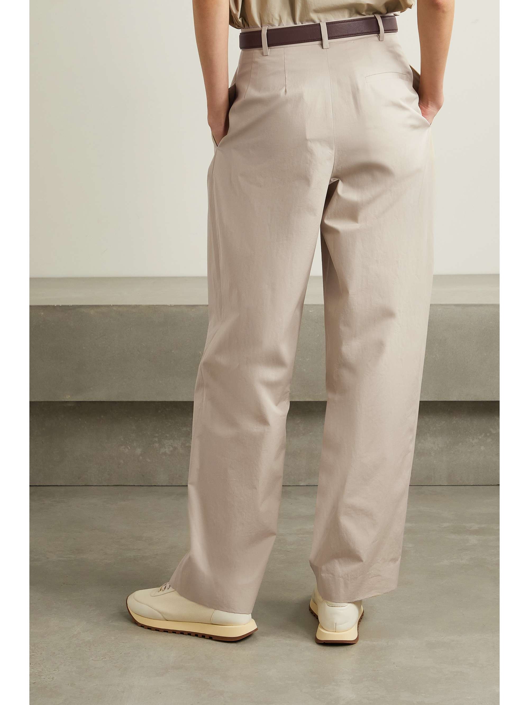 Bufus pleated cotton-poplin straight-leg pants view