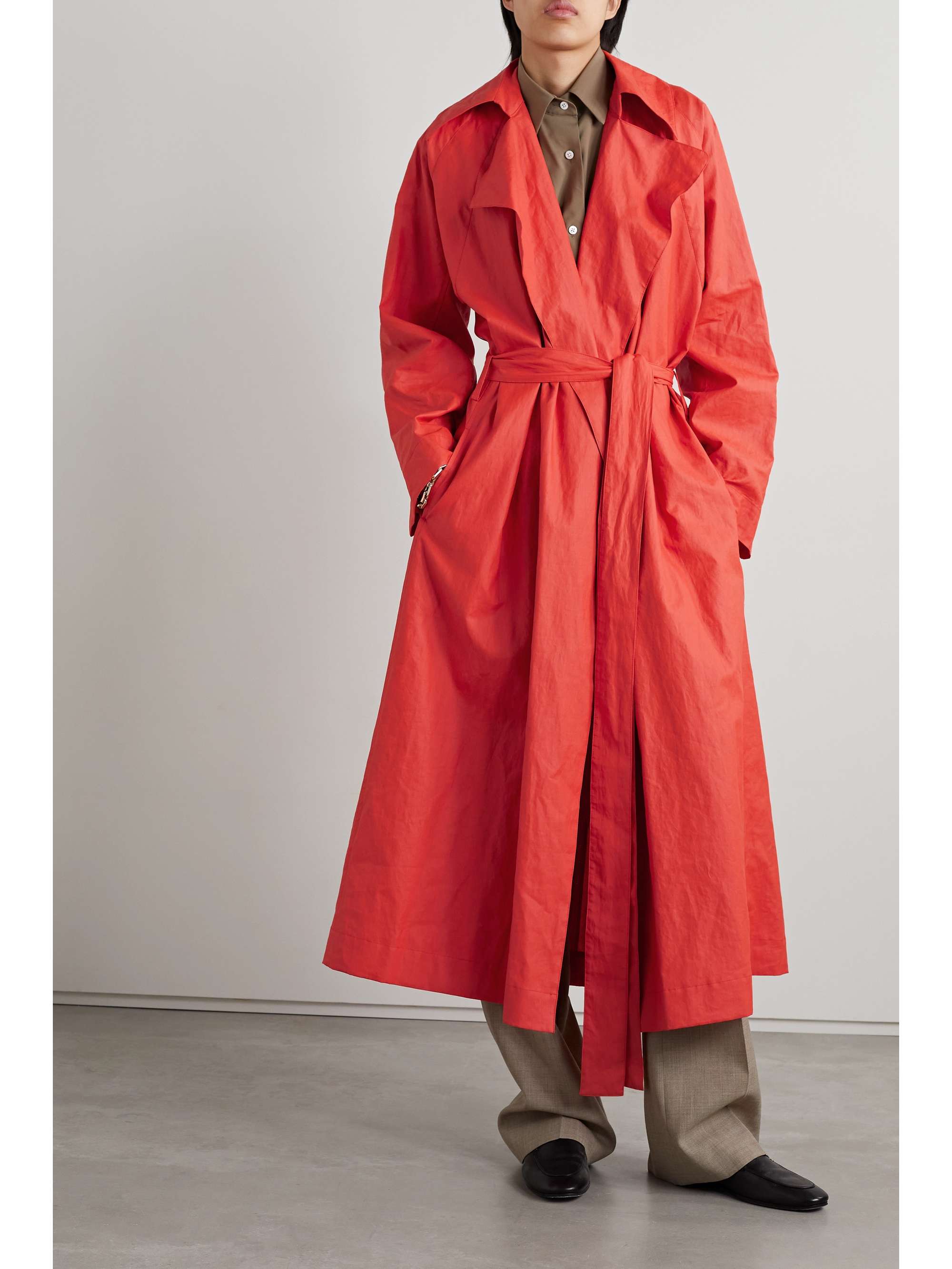 Badva hooded coated linen-blend trench coat view