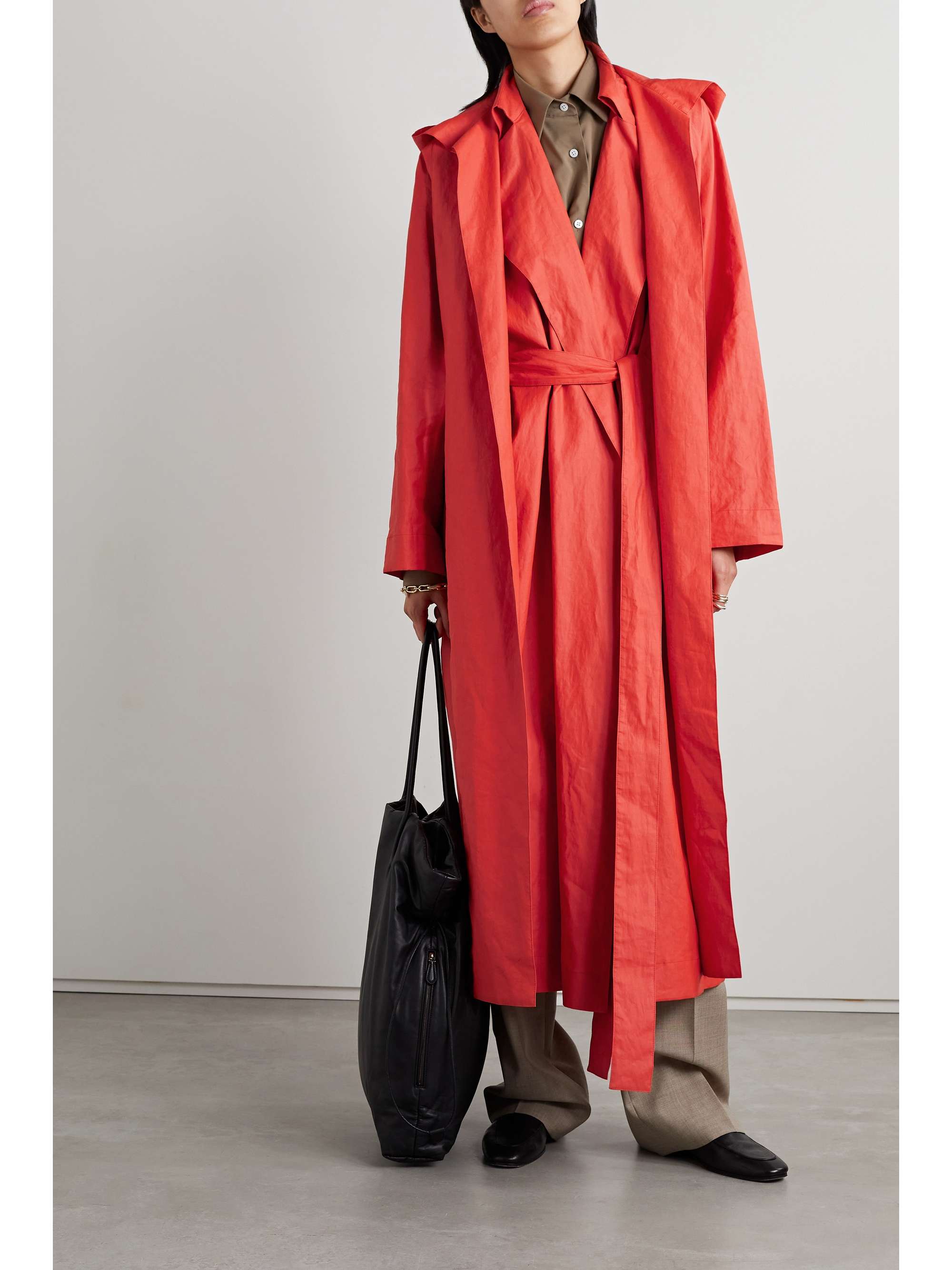 Badva hooded coated linen-blend trench coat view