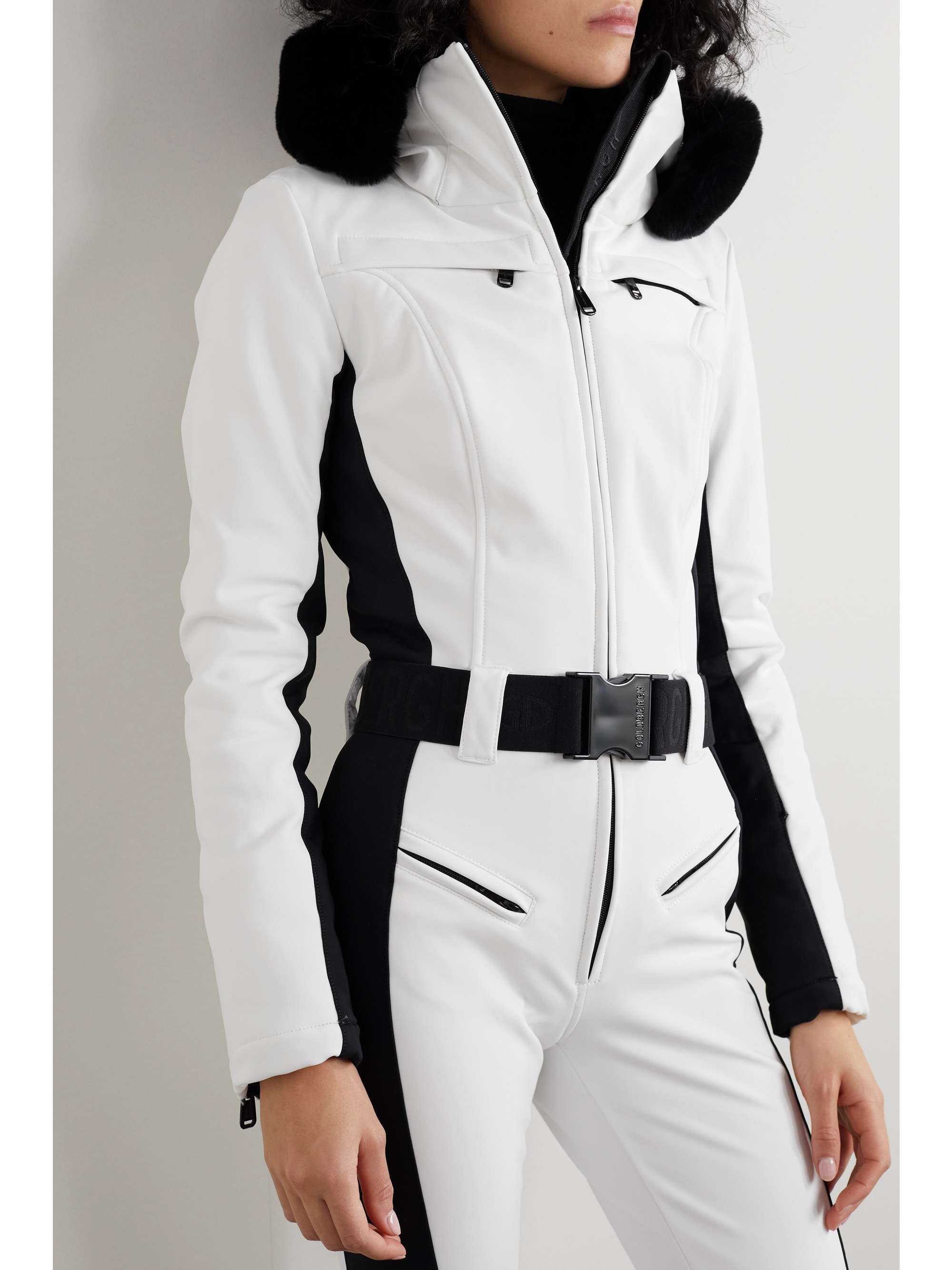 Parry belted hooded faux fur-trimmed ski suit view
