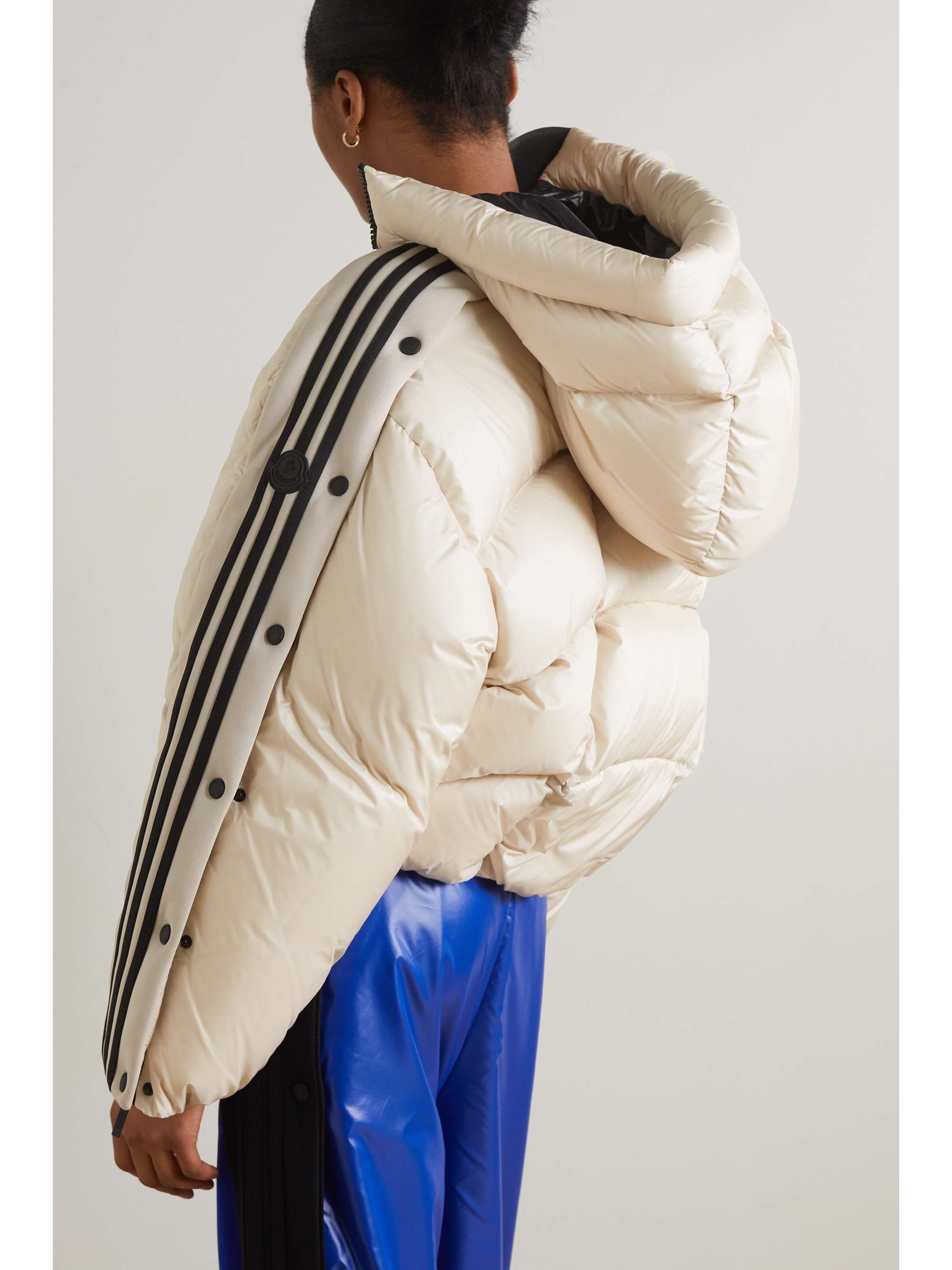 + adidas Originals cropped hooded striped quilted shell down jacket view